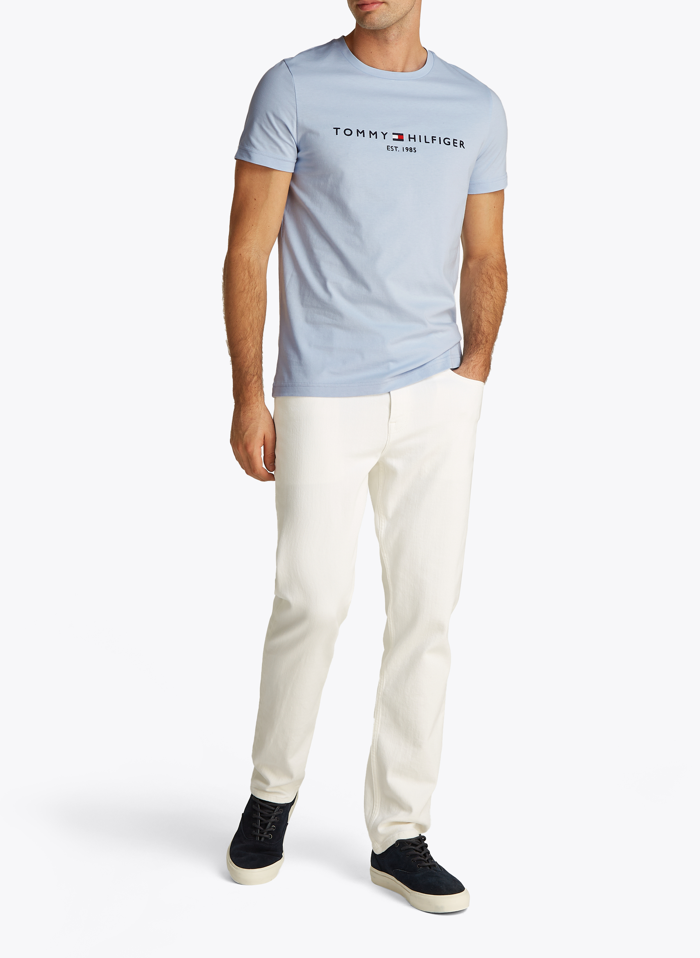 Besticktes Rundhals-T-Shirt aus Bio-Baumwolle TOMMY HILFIGER Blau