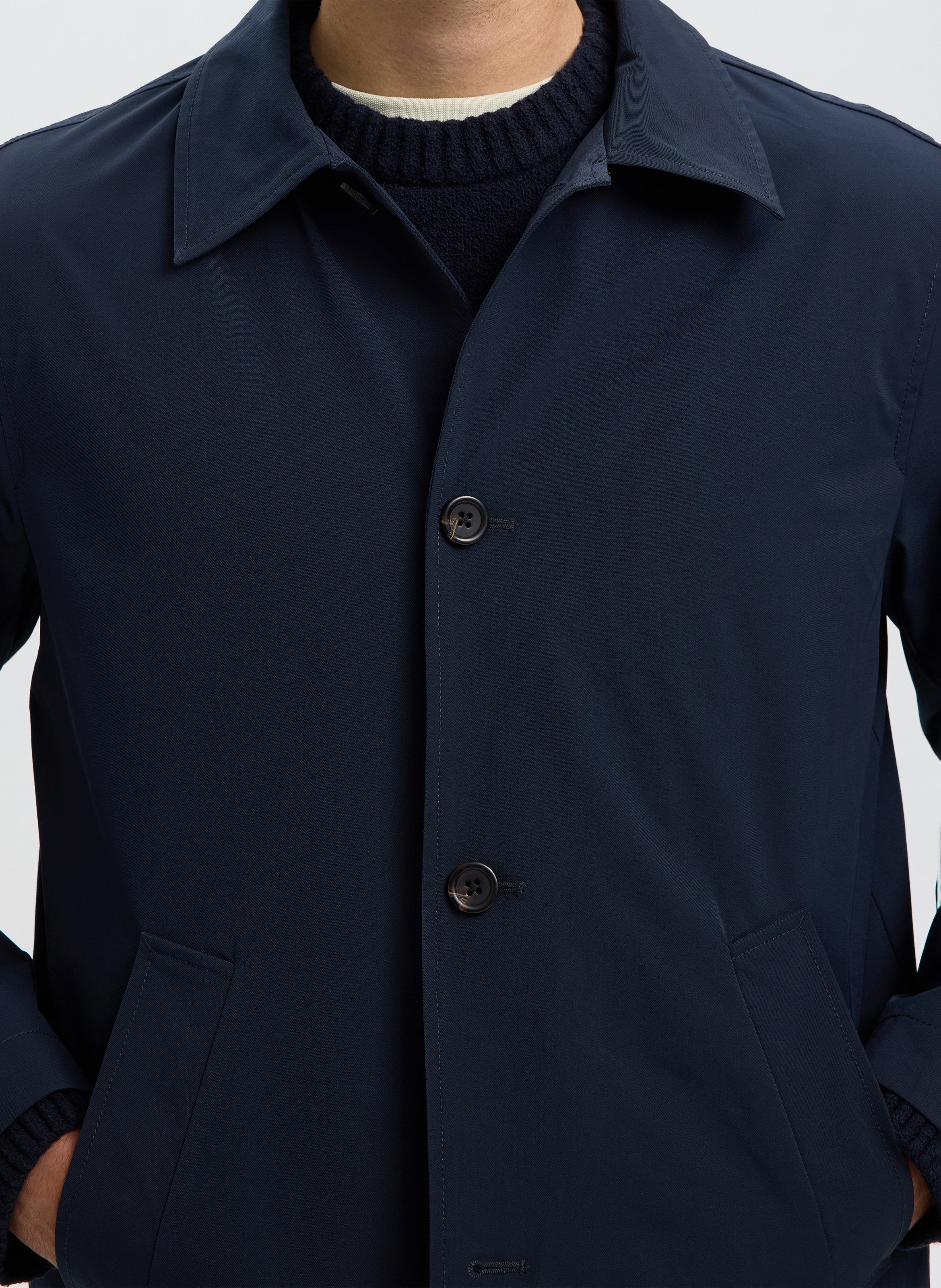 Rechte jas met klassieke kraag en knoopsluiting SELECTED Blauw