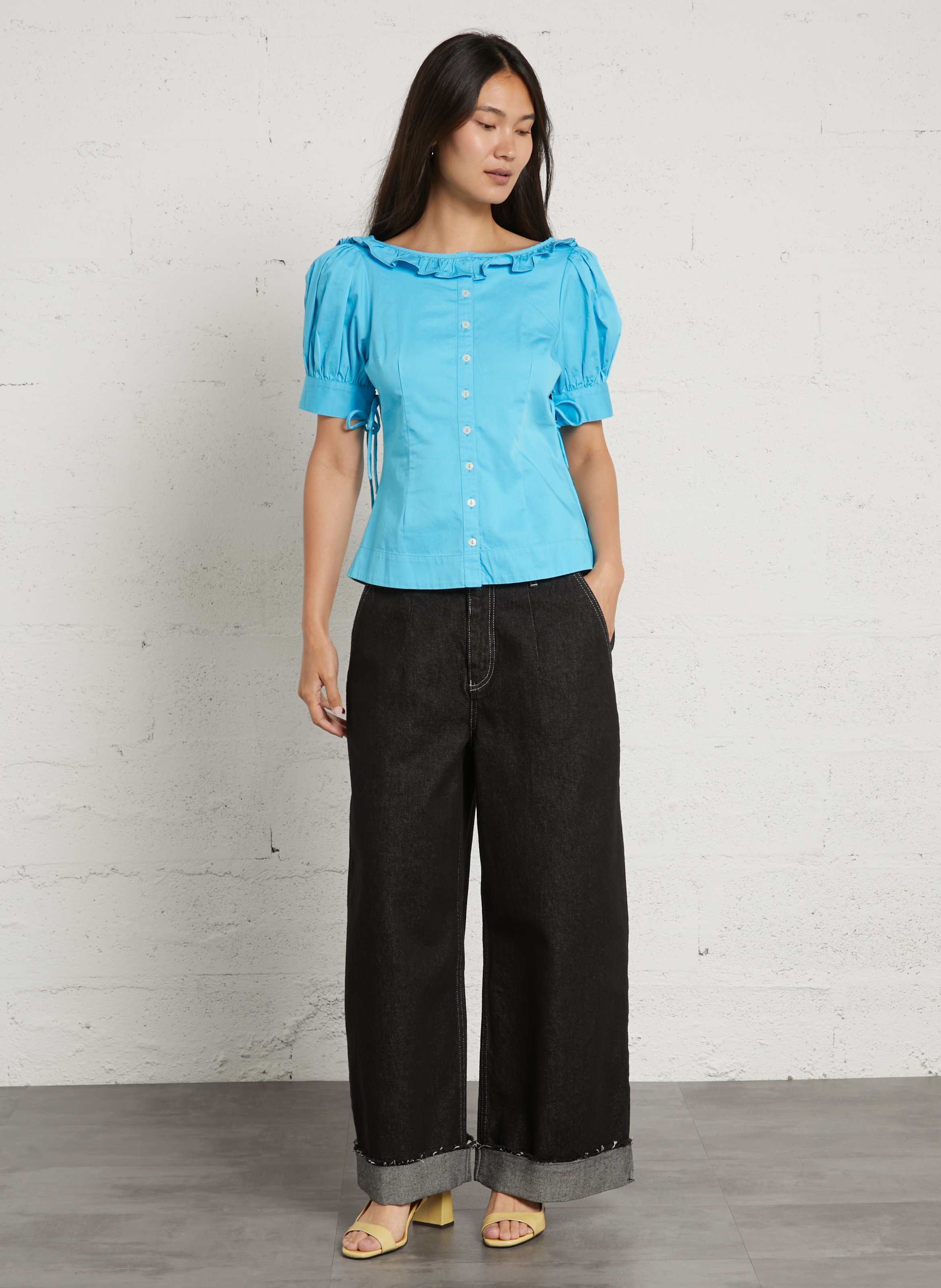 Jean large en coton bio et coton recyclé DAMSON MADDER Noir