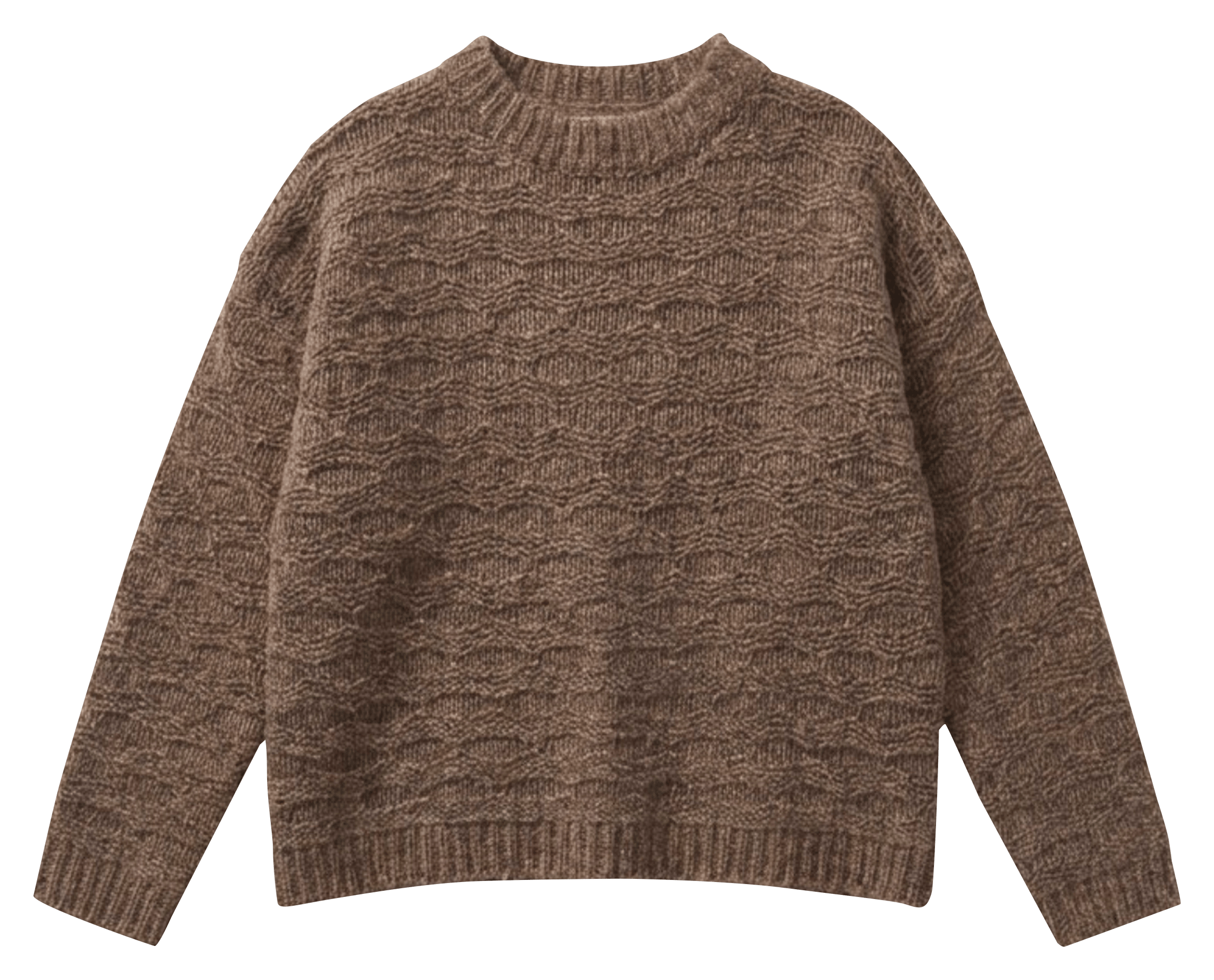 Trui met ronde hals | wolblend INDI & COLD Bruin