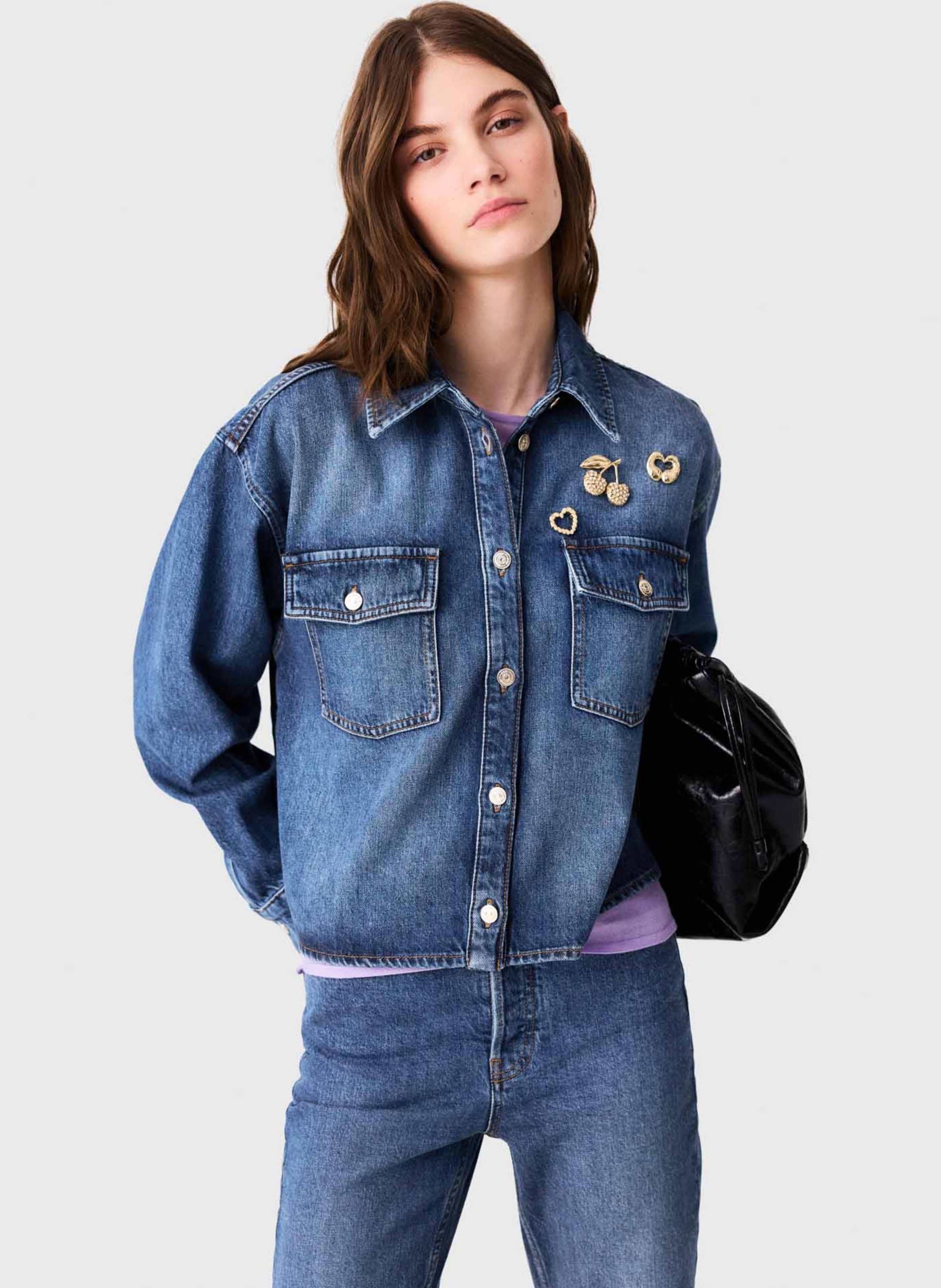 Oversized denim shirt MAJE Blue
