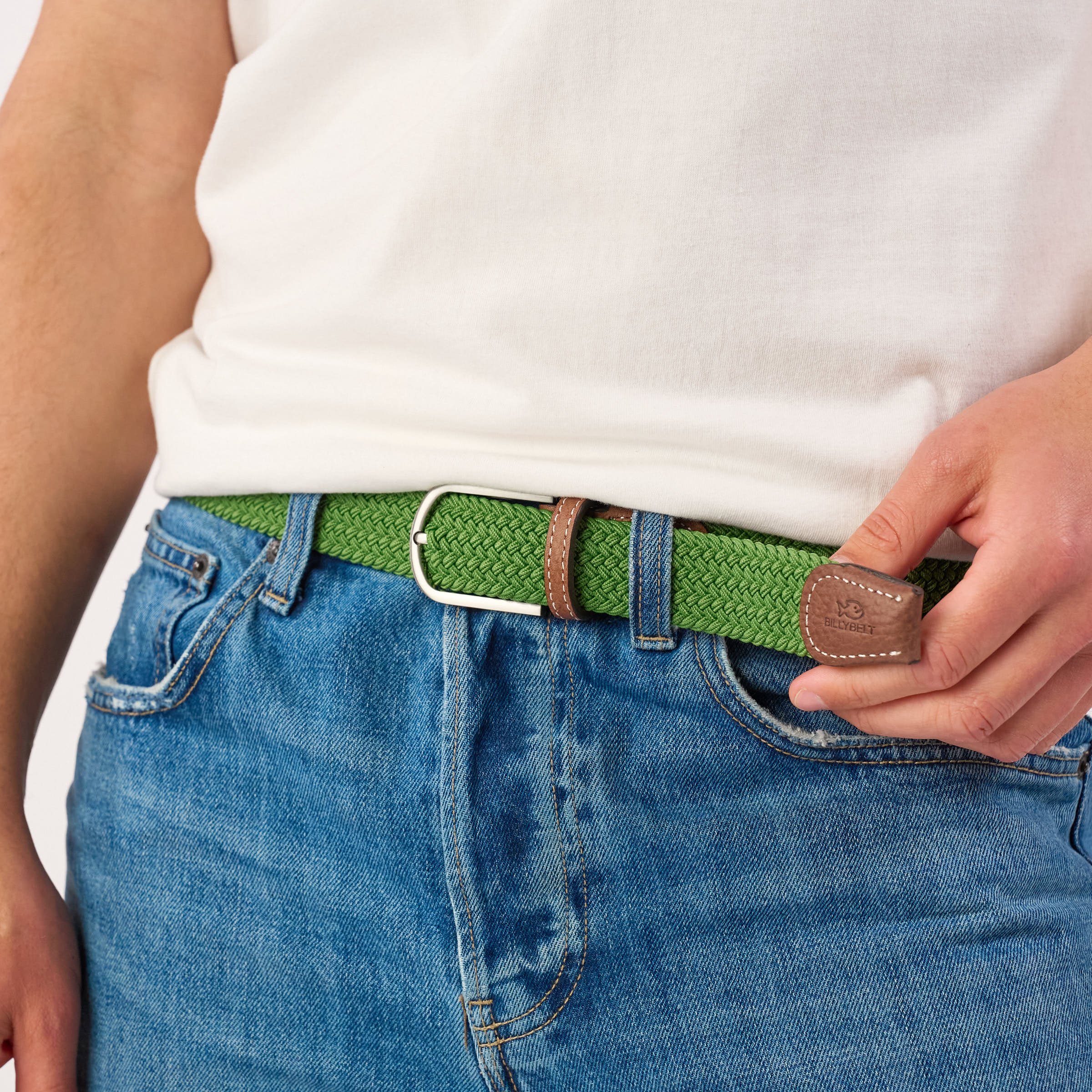 Solid Elastic Braided Belt BILLYBELT Green