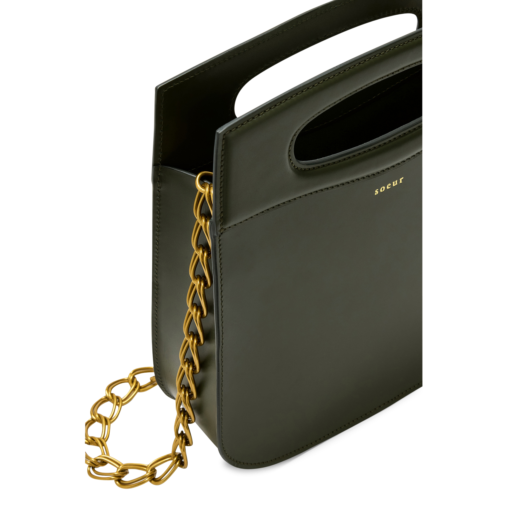 Sac bandoulière en cuir de vachette SOEUR Vert