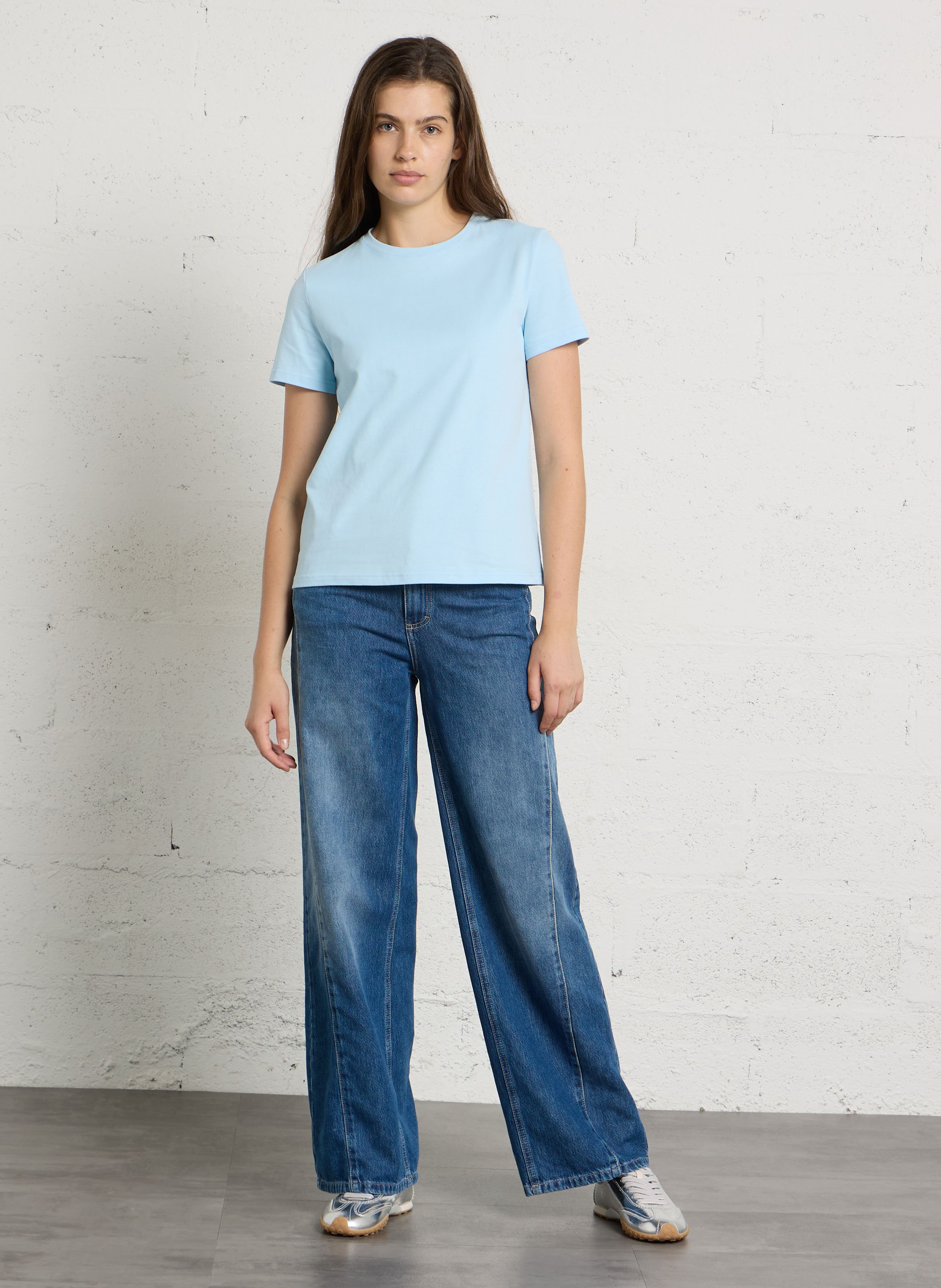 Tee-shirt droit col rond uni LA PETITE ETOILE Bleu