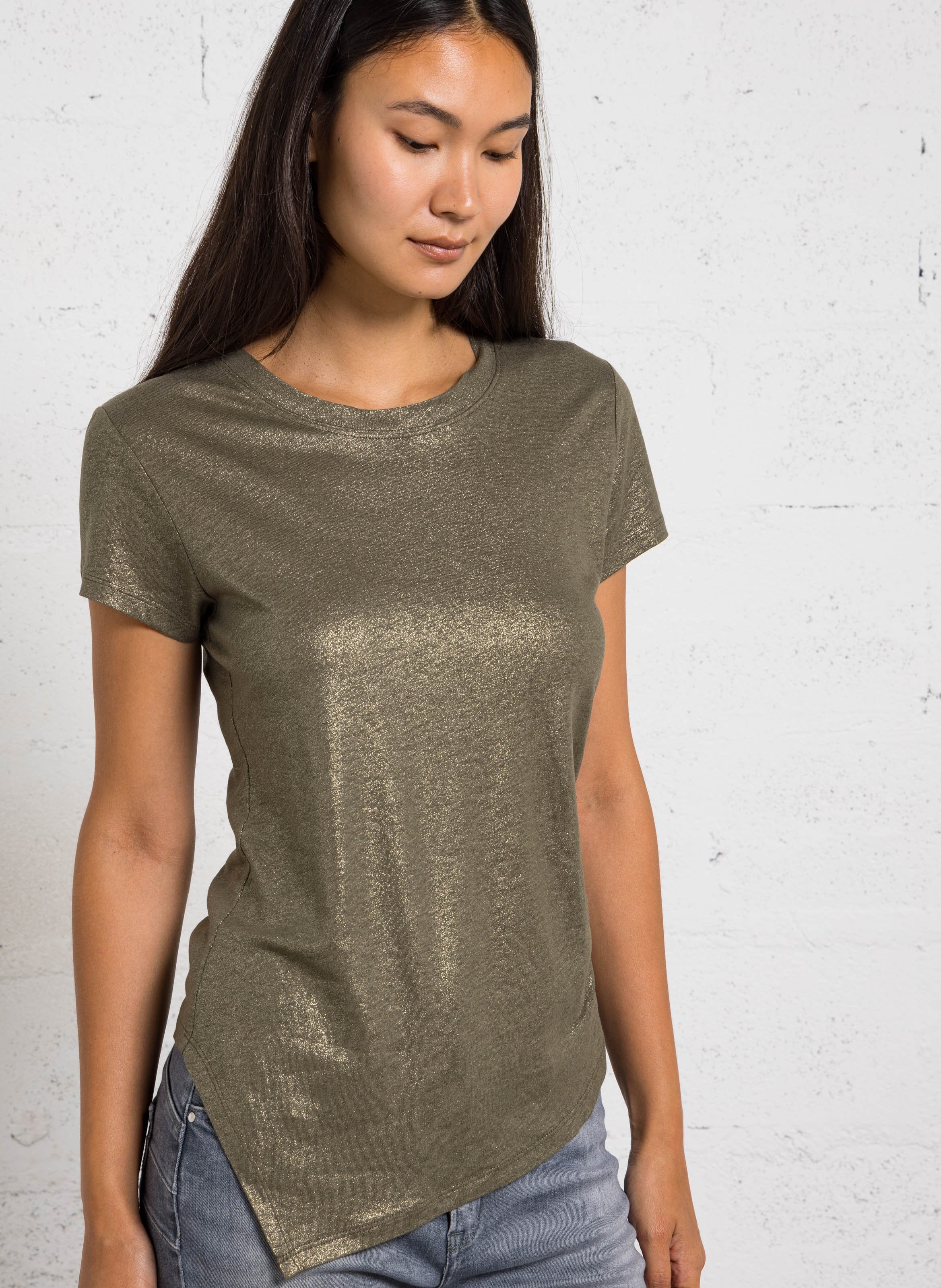 T-shirt droit pailleté IKKS Kaki