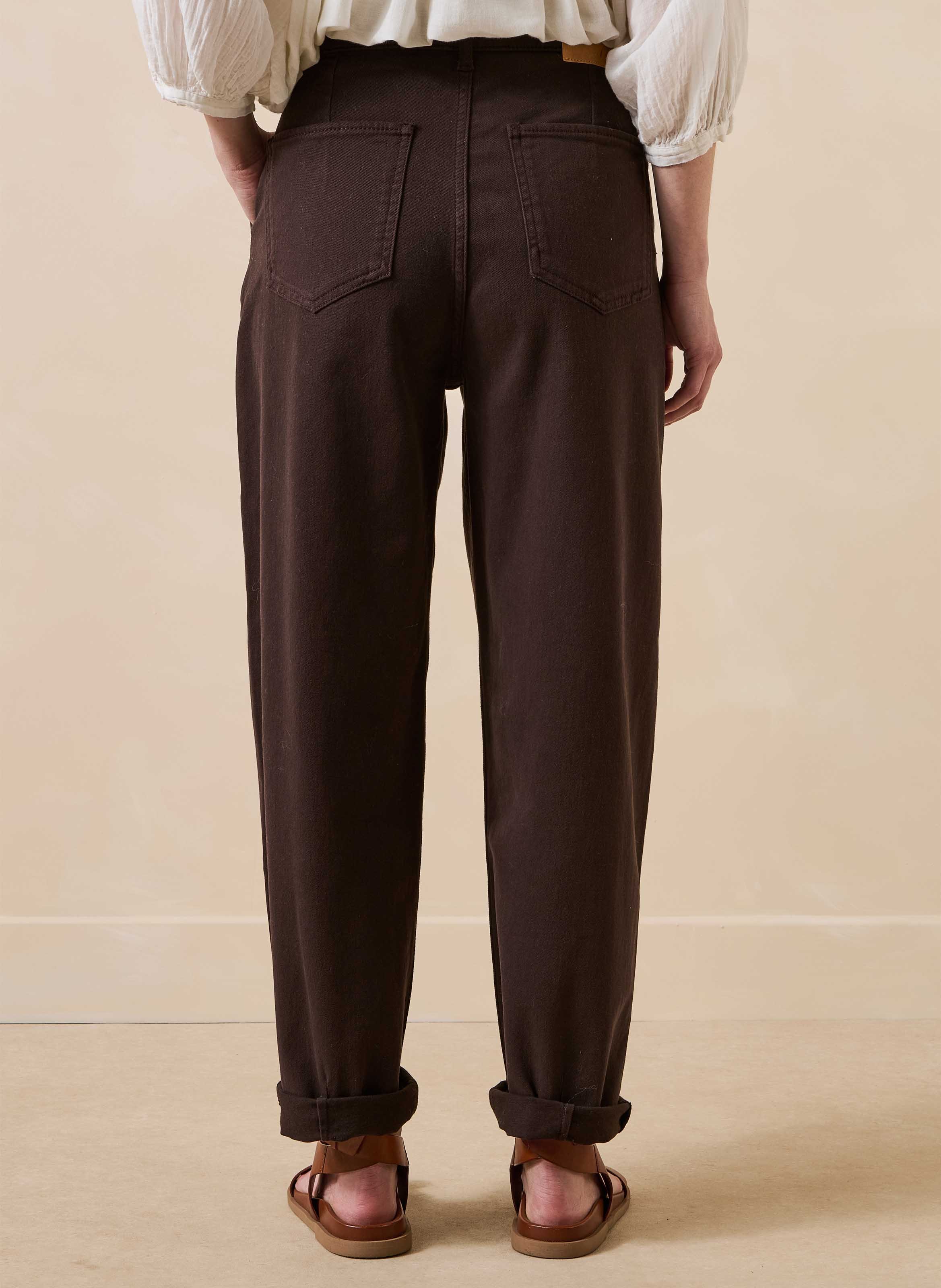High-waisted organic cotton-blend mom jeans | Brown LA FEE MARABOUTEE Women