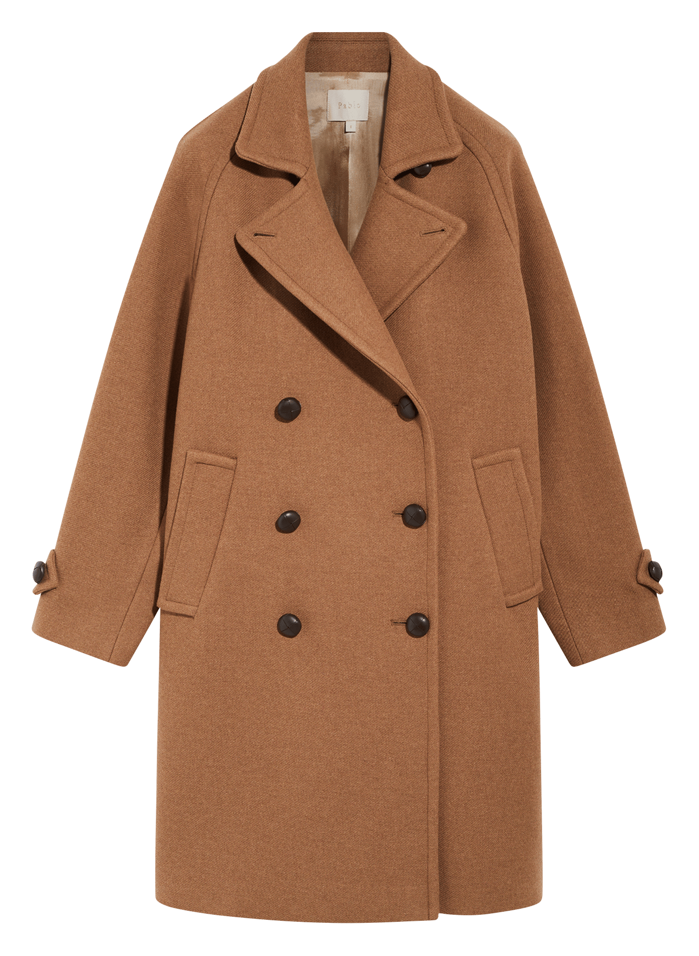 Manteau col tailleur en laine mélangée PABLO Marron
