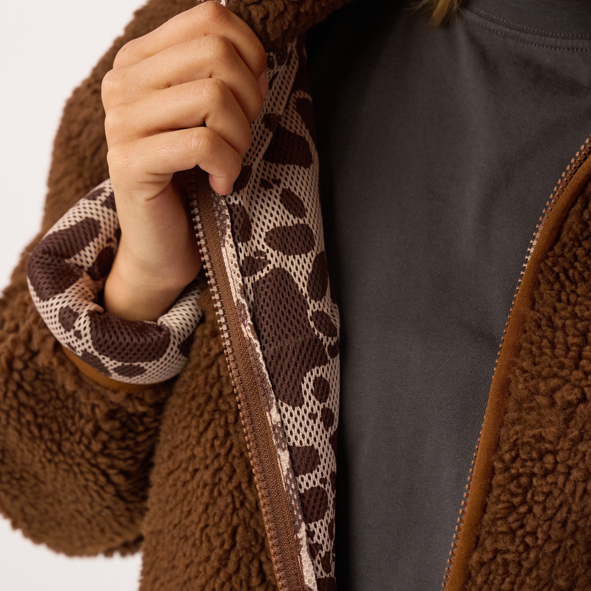 Sherpa zip-up jacket BILLYBELT Brown