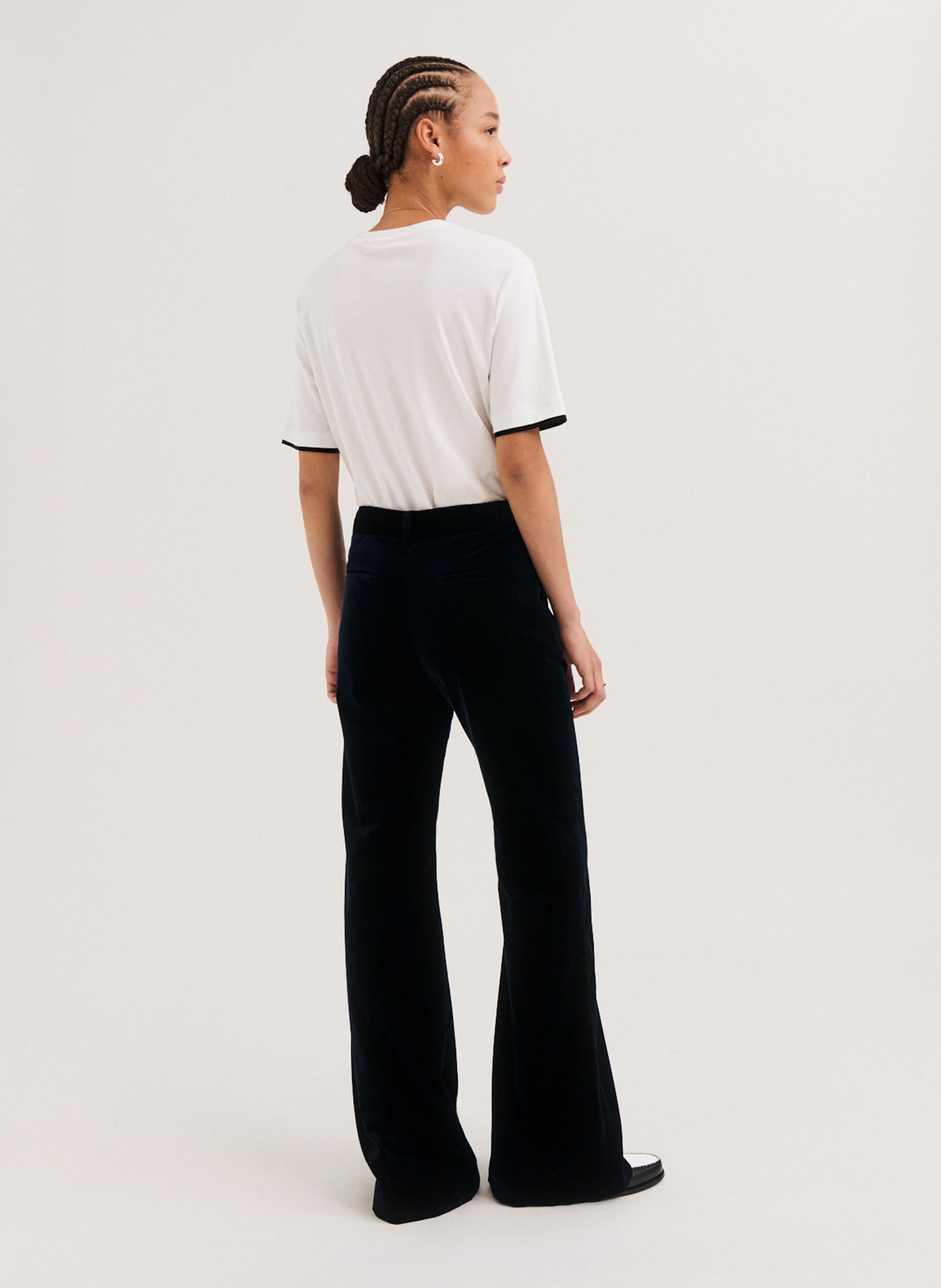 Flare velvet smooth pants PABLO Blue