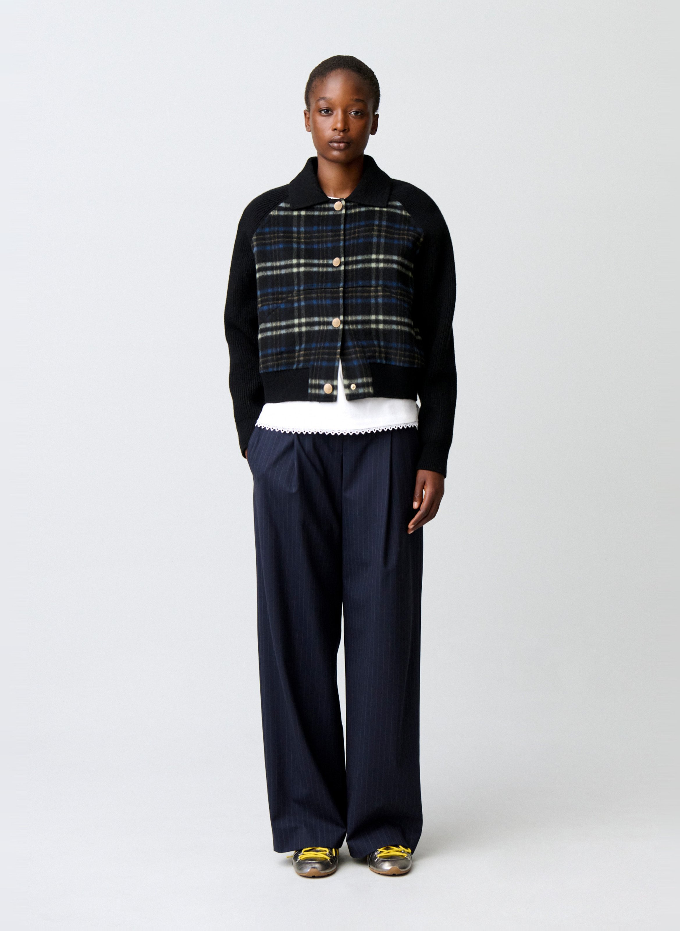 Blouson bi-matière en laine mélangé CLAUDIE PIERLOT Multicolore
