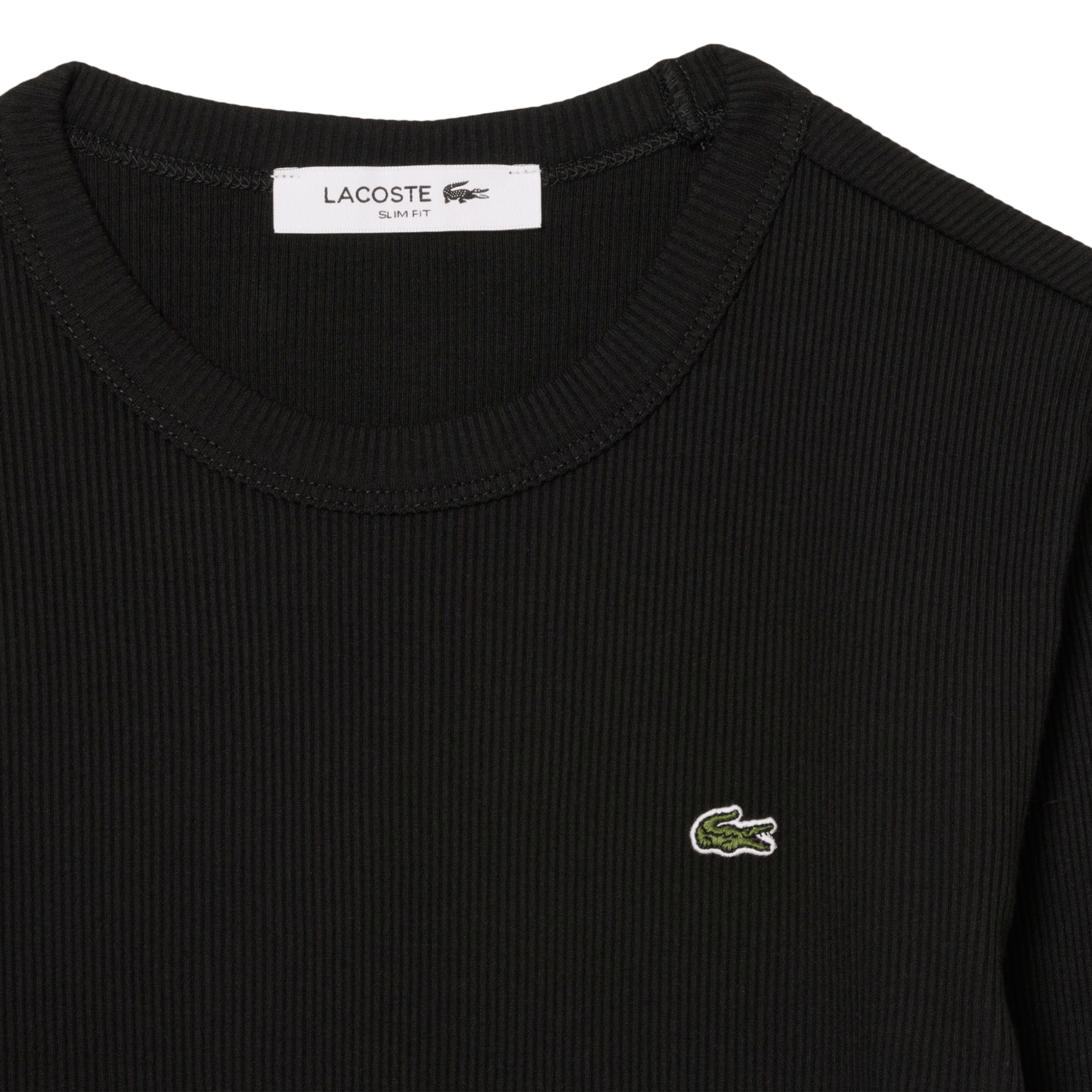 Tee-shirt col rond ajusté en coton | Zwart LACOSTE Dames