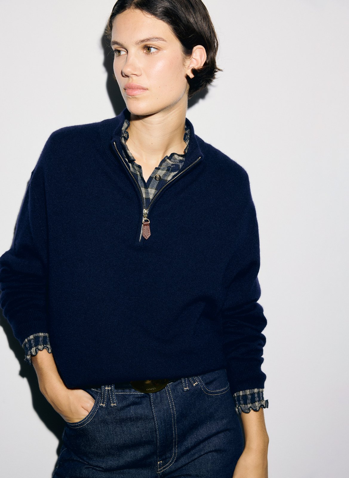 Cashmere zip-neck turtleneck sweater GERARD DAREL Blue