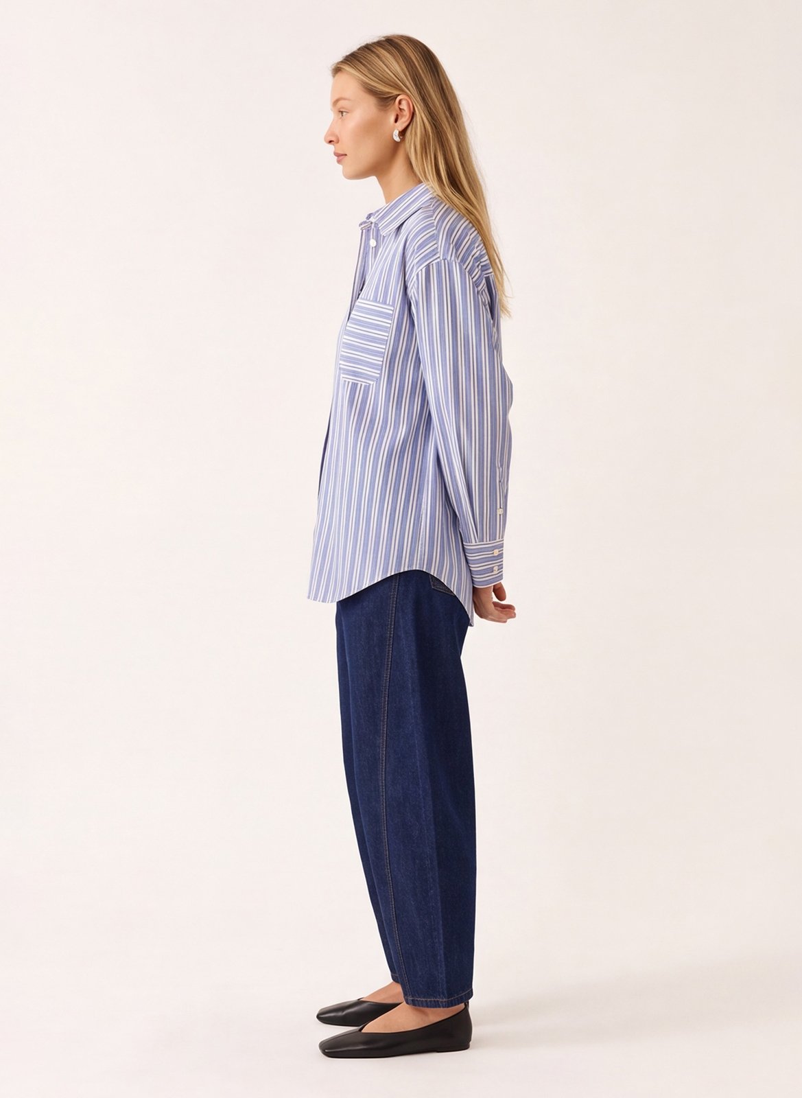 Ruimvallende blouse met klassieke kraag KOOKAI Blauw