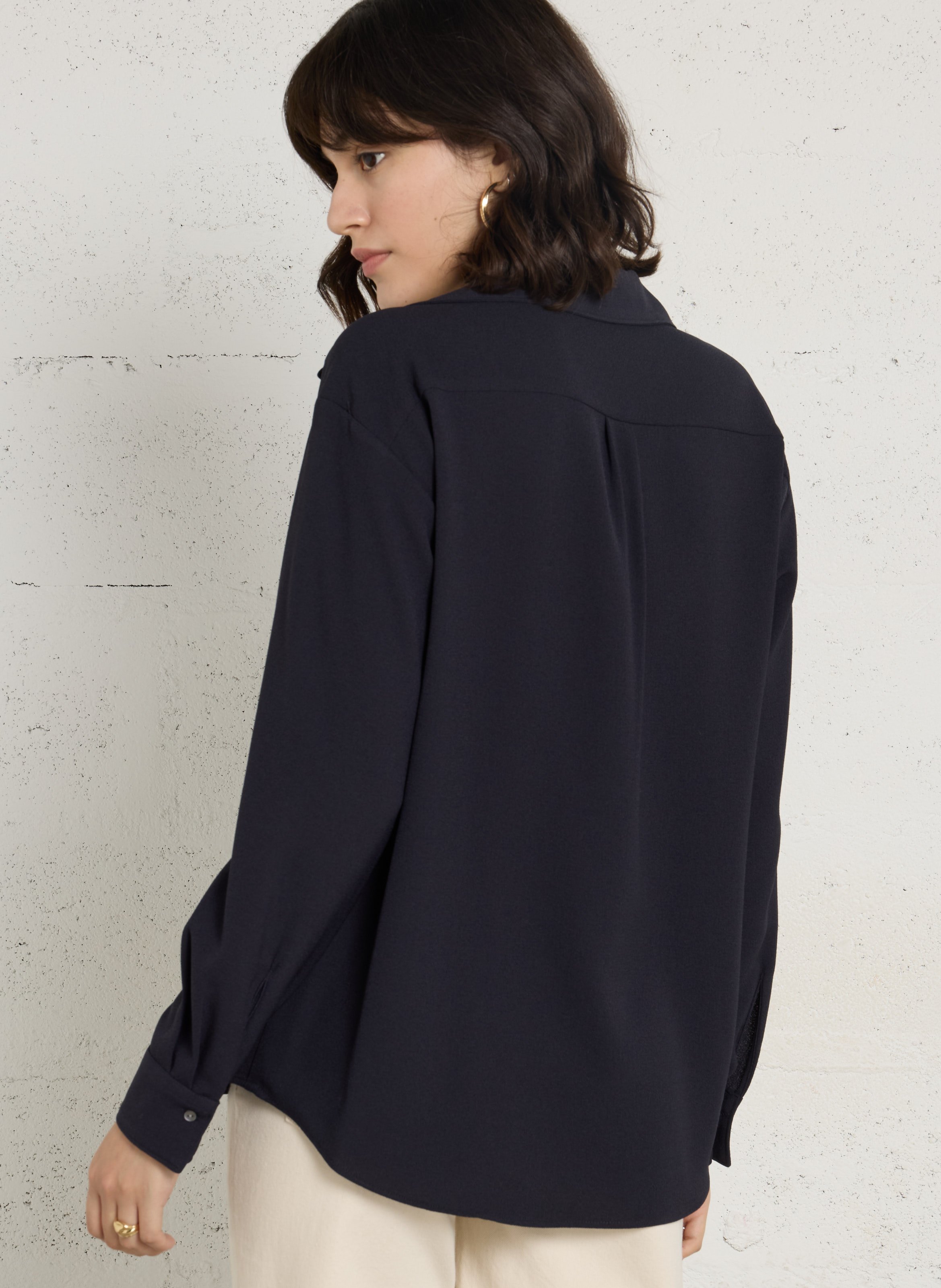 Top met lange mouwen en knoopkraag HARTFORD Blauw