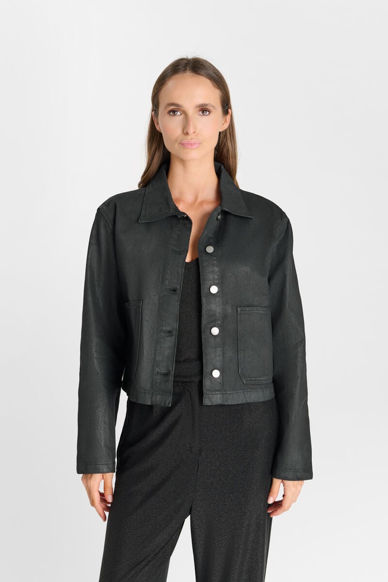 Buttoned shirt-collar jacket LE TEMPS DES CERISES Black