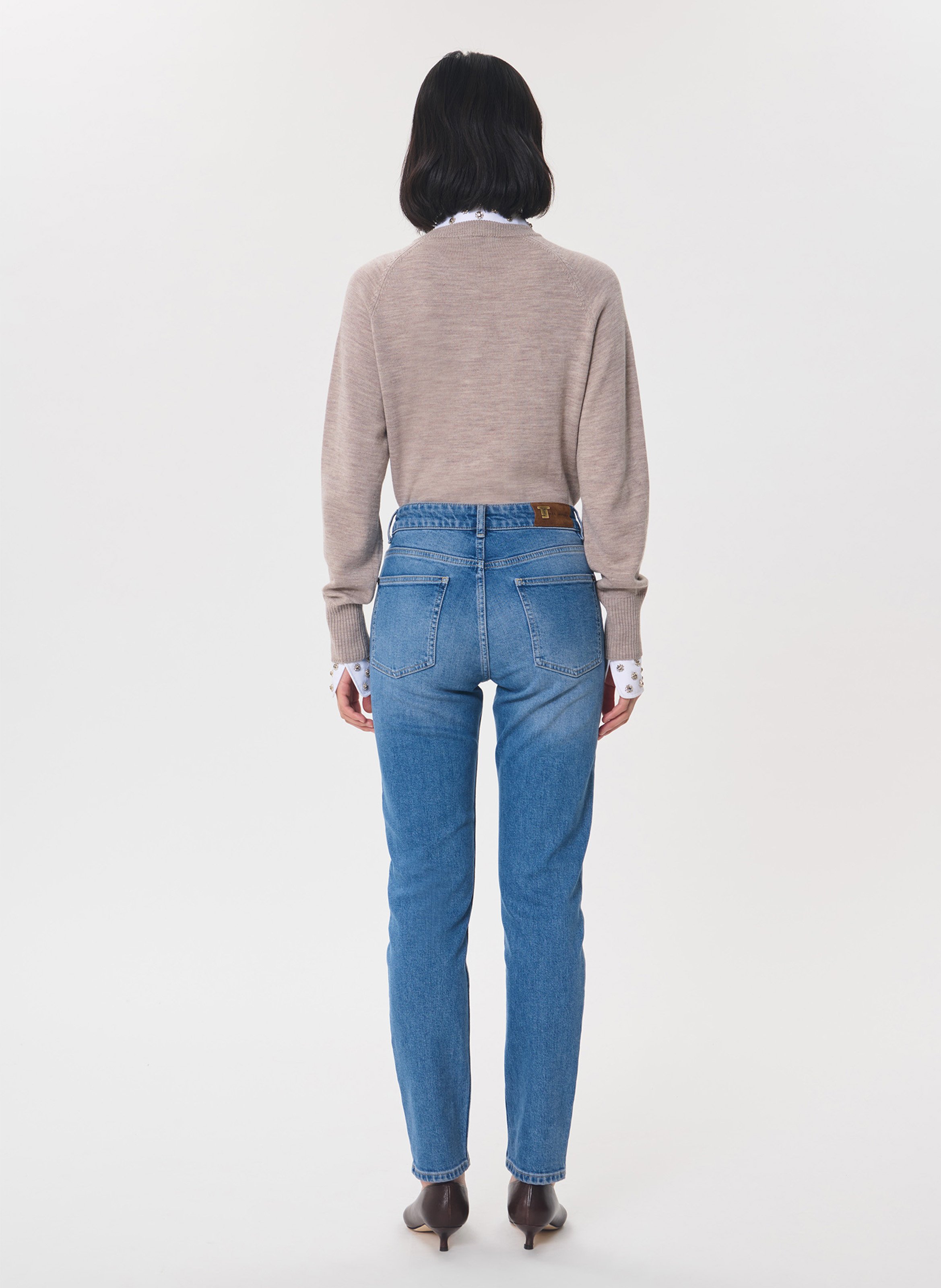 Slim Fit High Waist Jeans Einfarbig TARA JARMON Blau