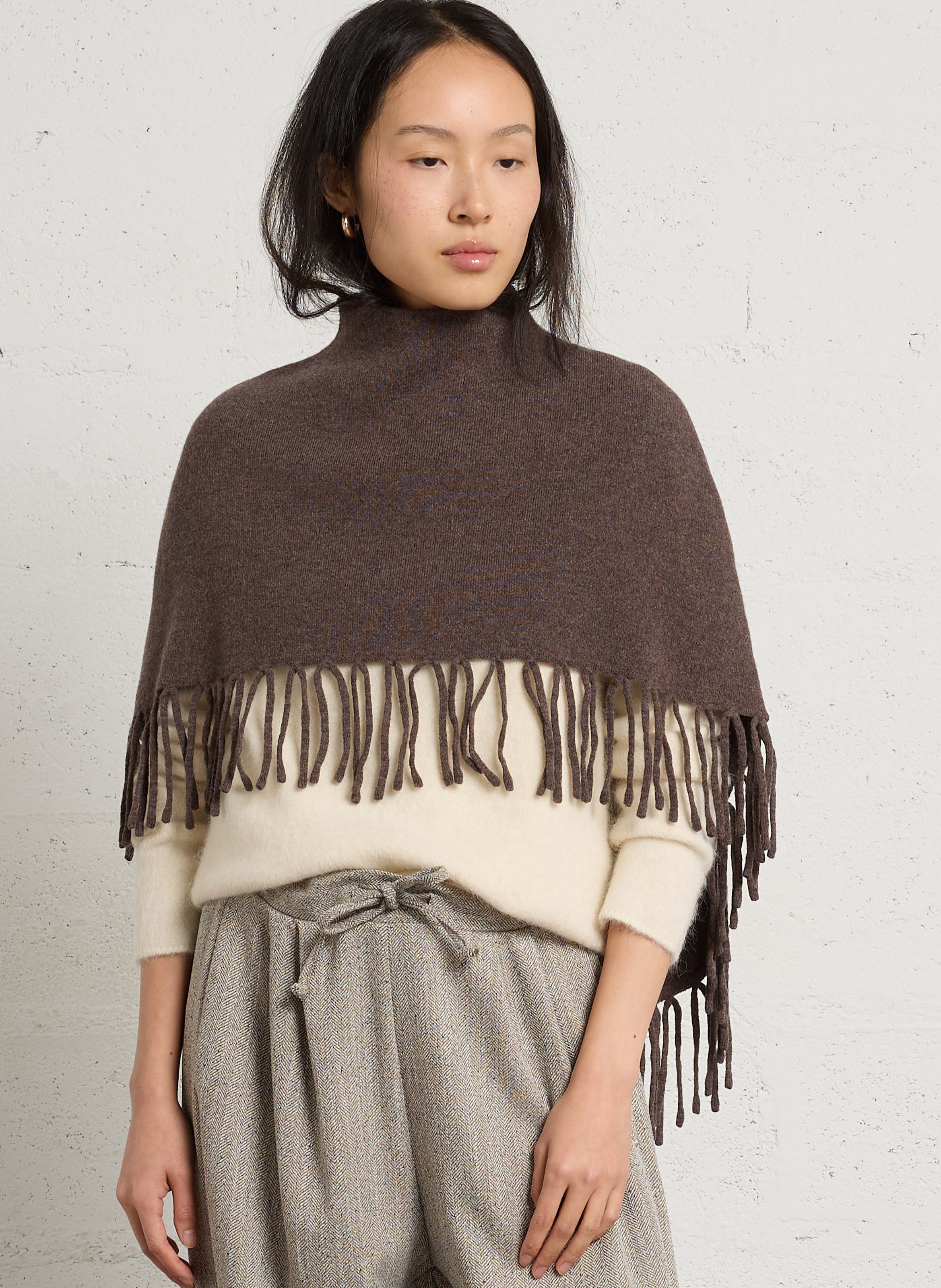 Wool poncho BERENICE Brown