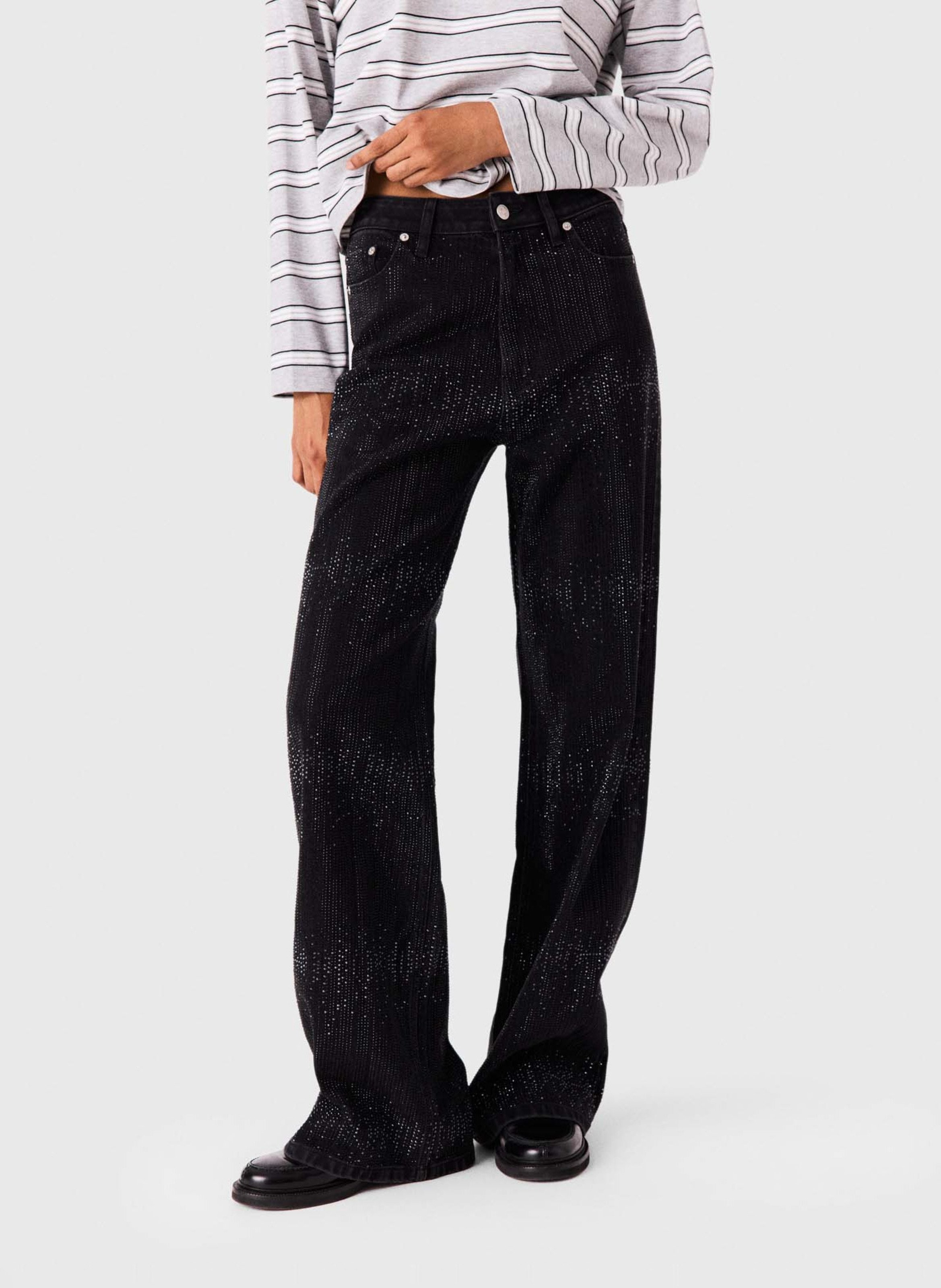 Jean large taille haute MAJE Noir