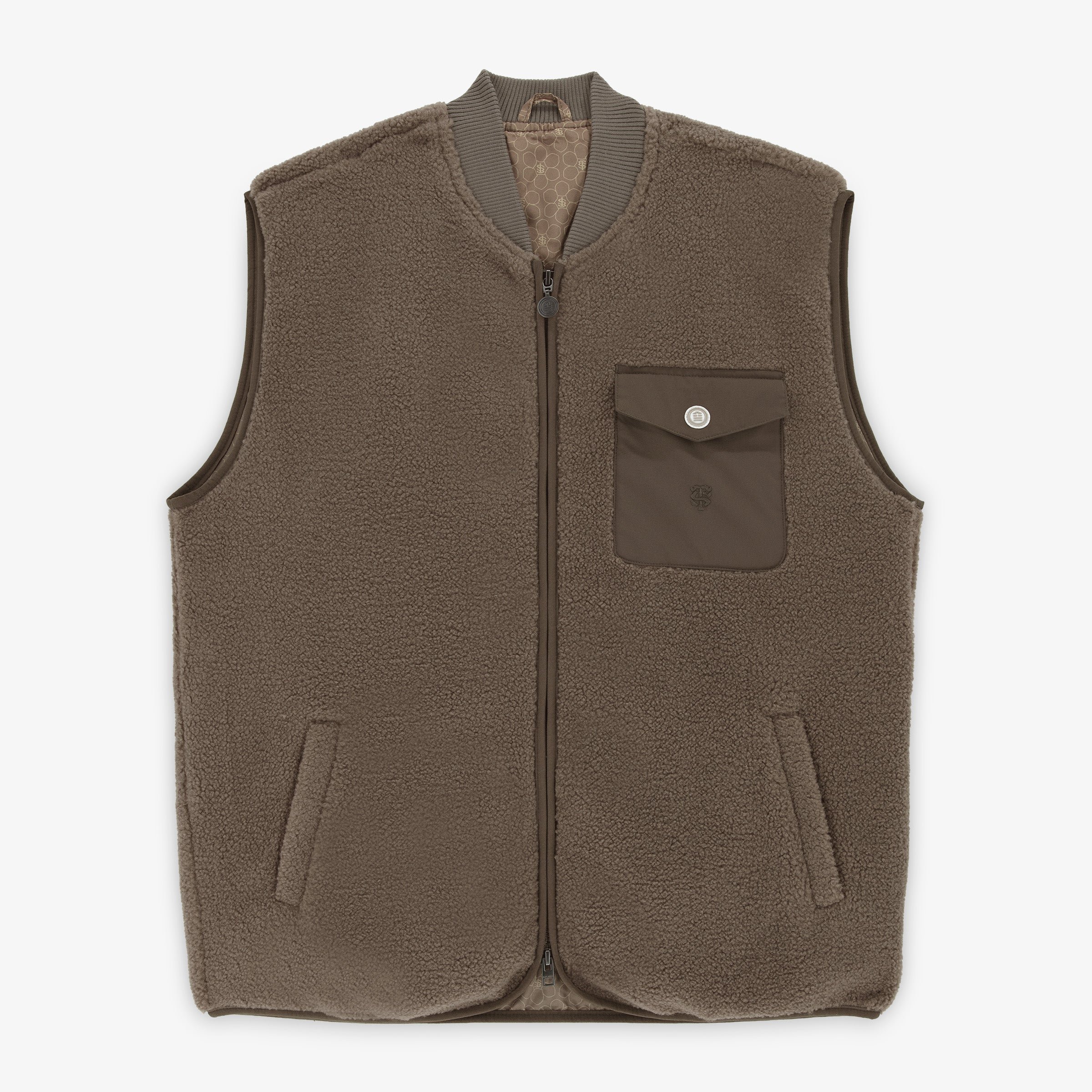 Sleeveless sherpa fleece vest SERGE BLANCO Brown