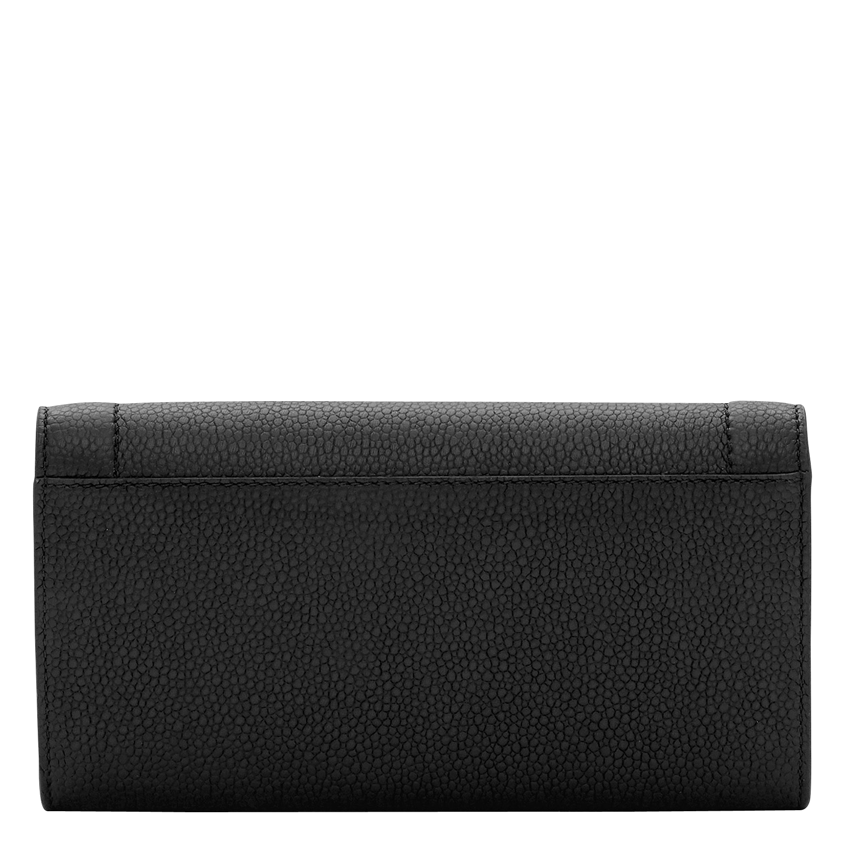 Portefeuille à rabat en cuir grainé Noir