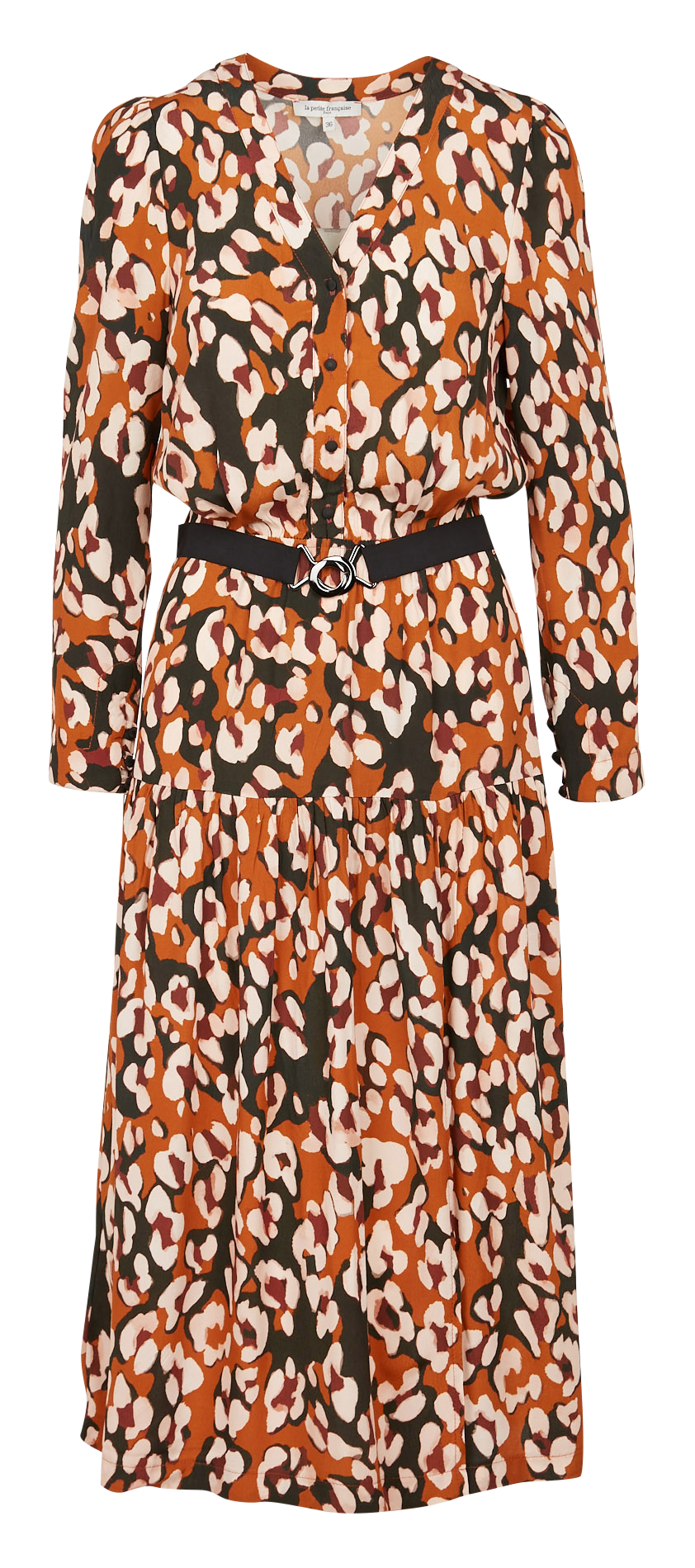 Printed V-neck midi dress LA PETITE FRANCAISE Brown