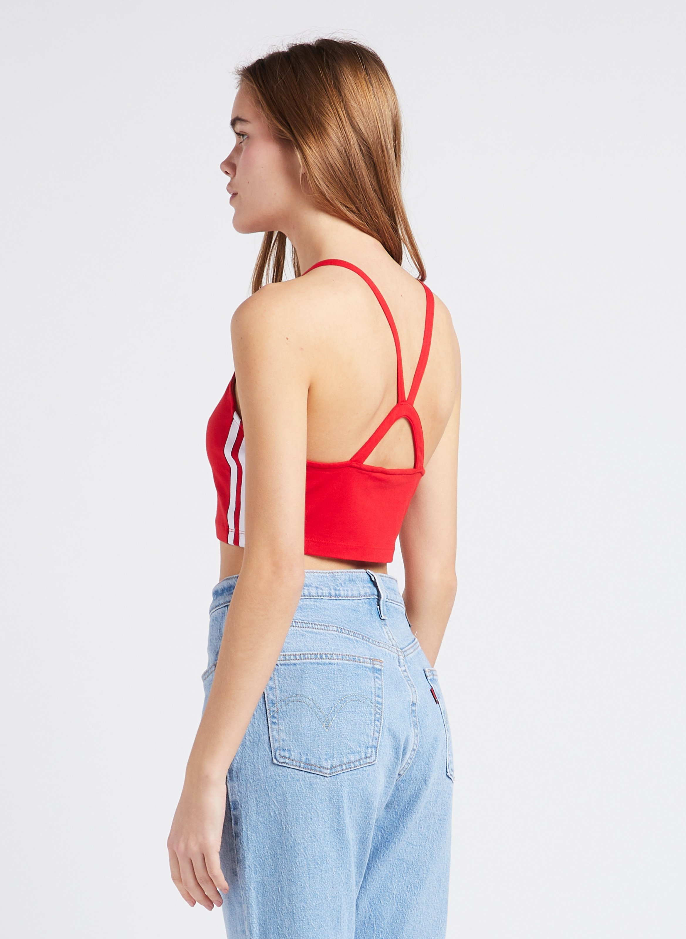 Stretch cotton crop top ADIDAS Red
