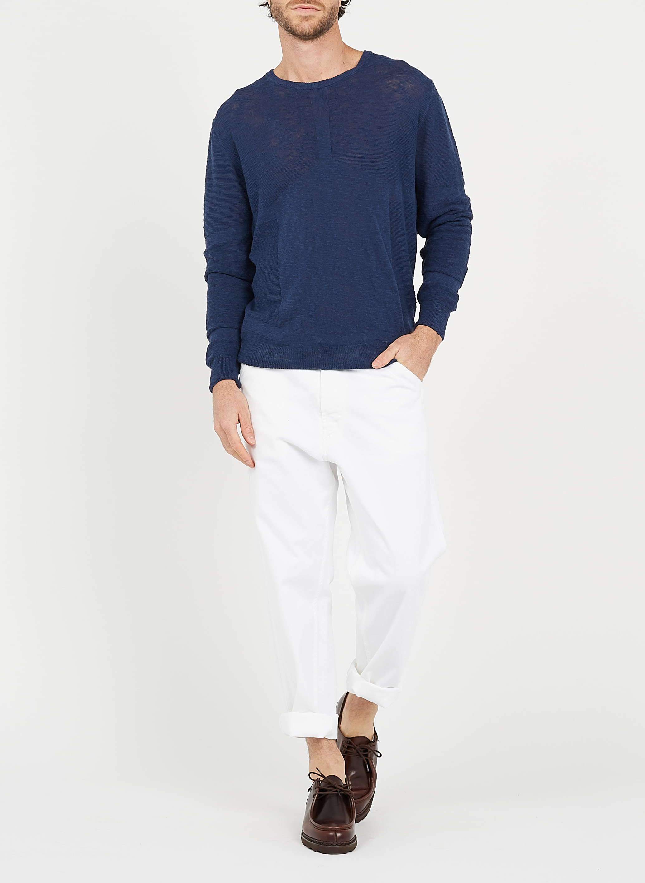 Katoenen trui met ronde hals HOMECORE Blauw