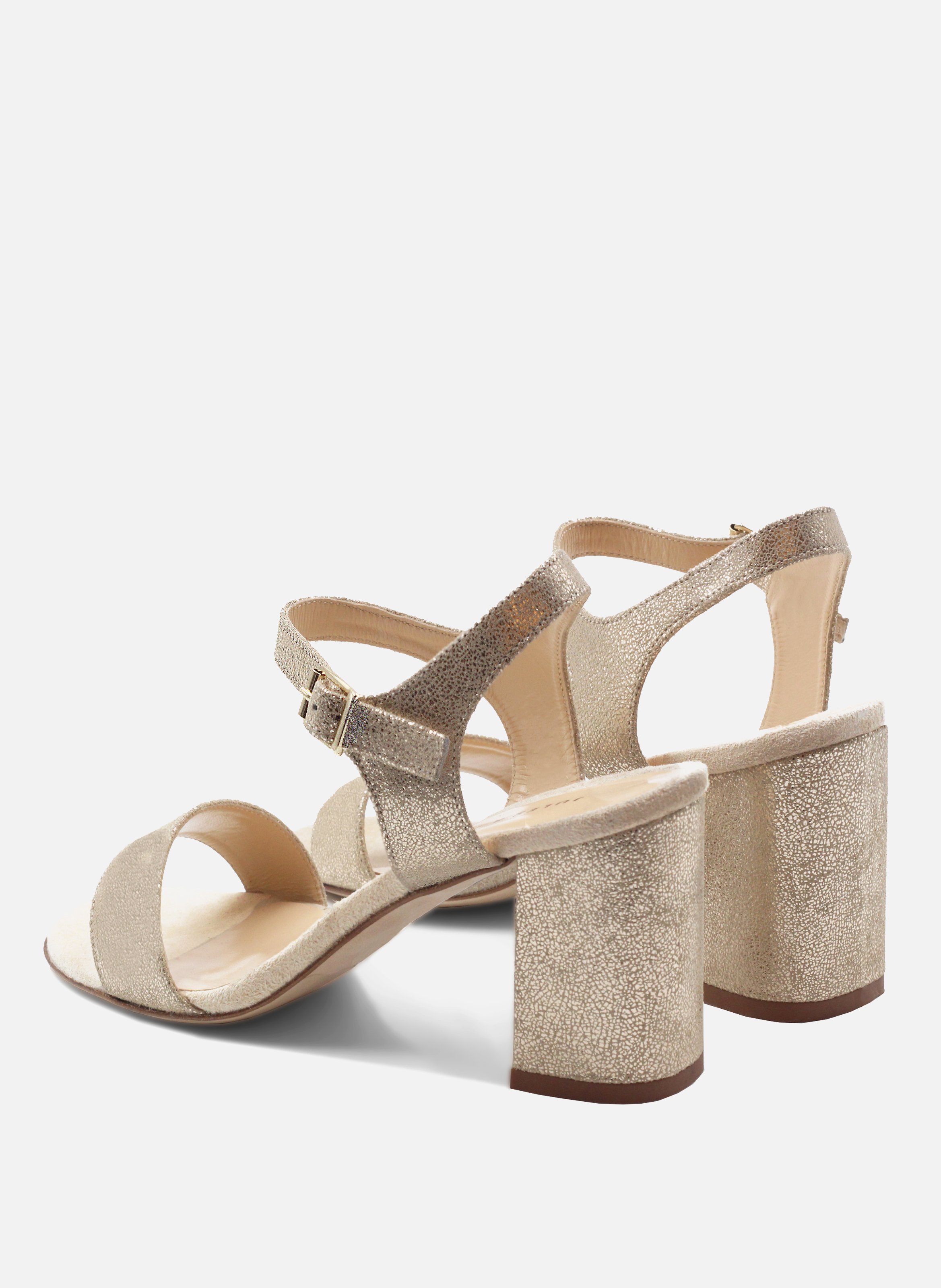 Heeled metallic leather sandals JULES & JENN Golden