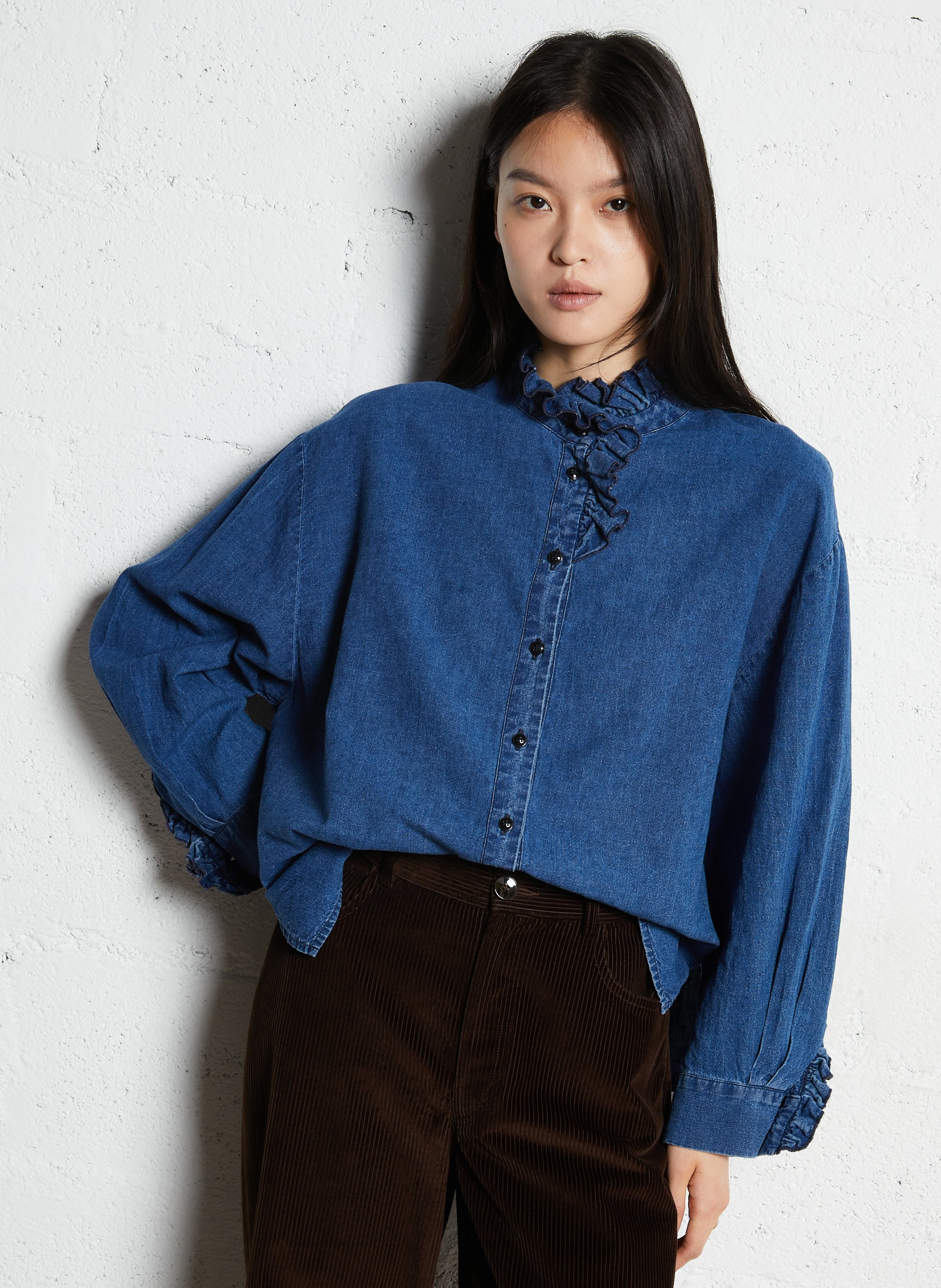 Oversized linnen blend blouse SUZIE WINKLE Blauw