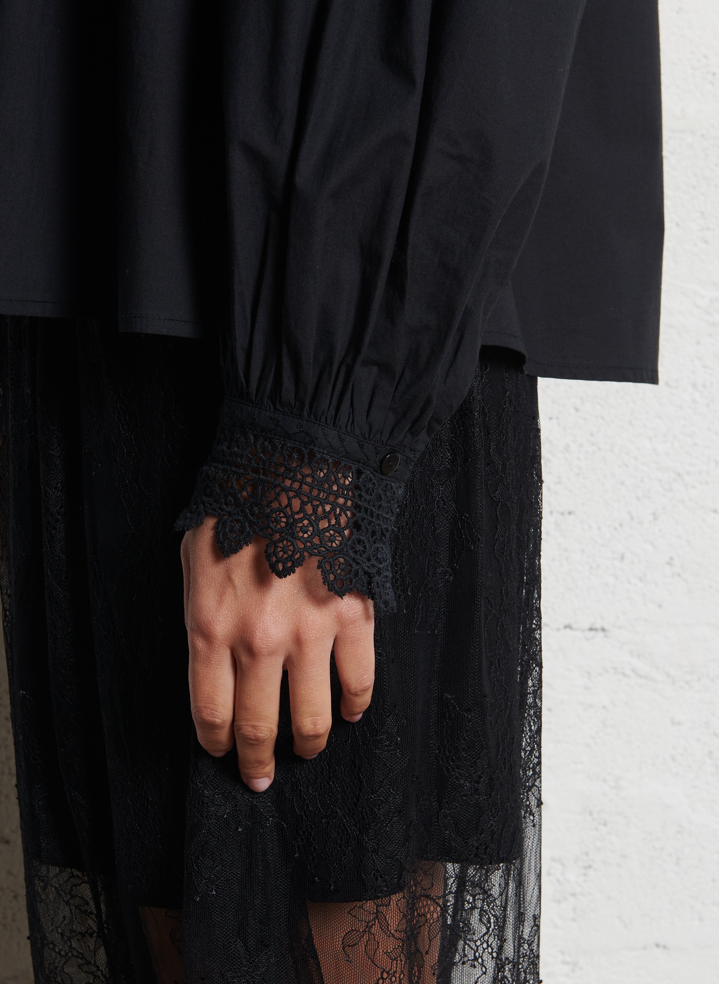 High-neck cotton blouse LOUISE MISHA Black