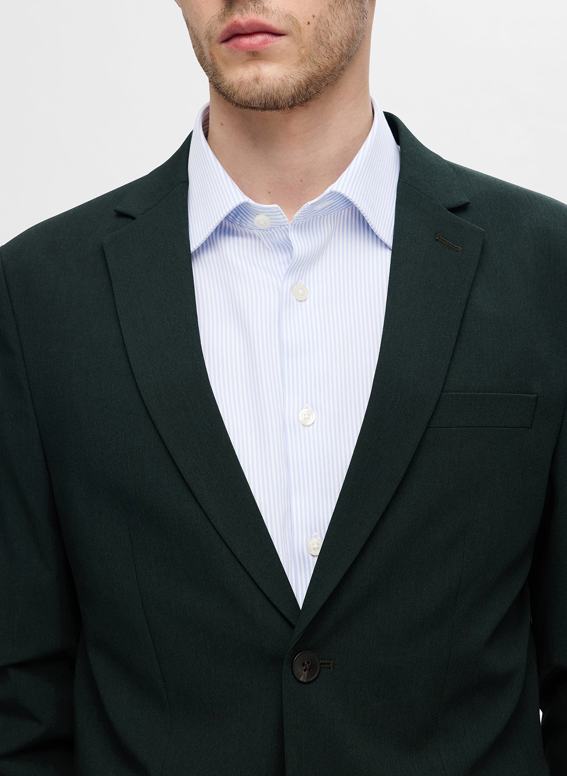 Chemise col classique en coton mélangé SELECTED Bleu