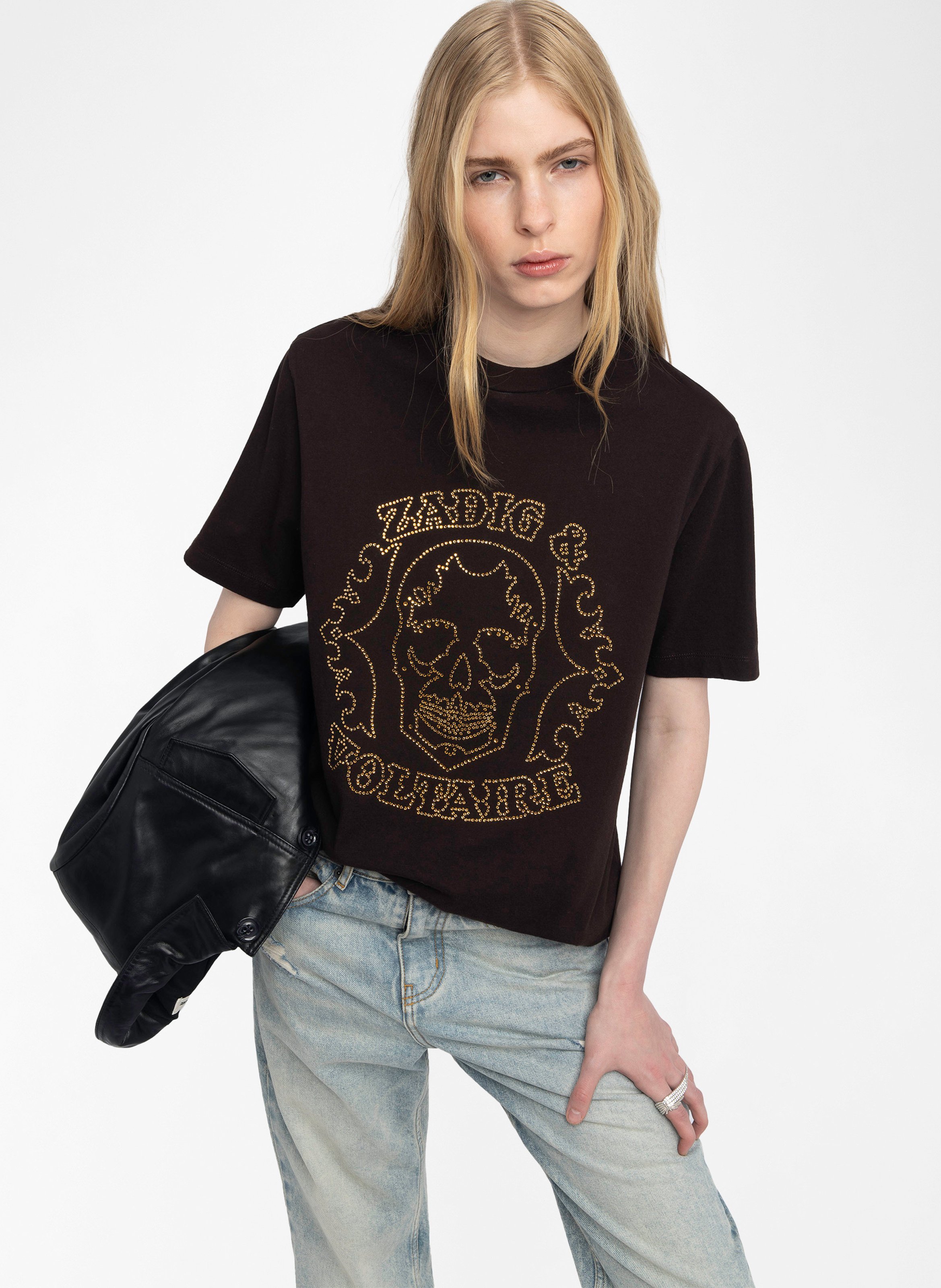 Tee-shirt oversize à motif strass  ZADIG&VOLTAIRE Marron