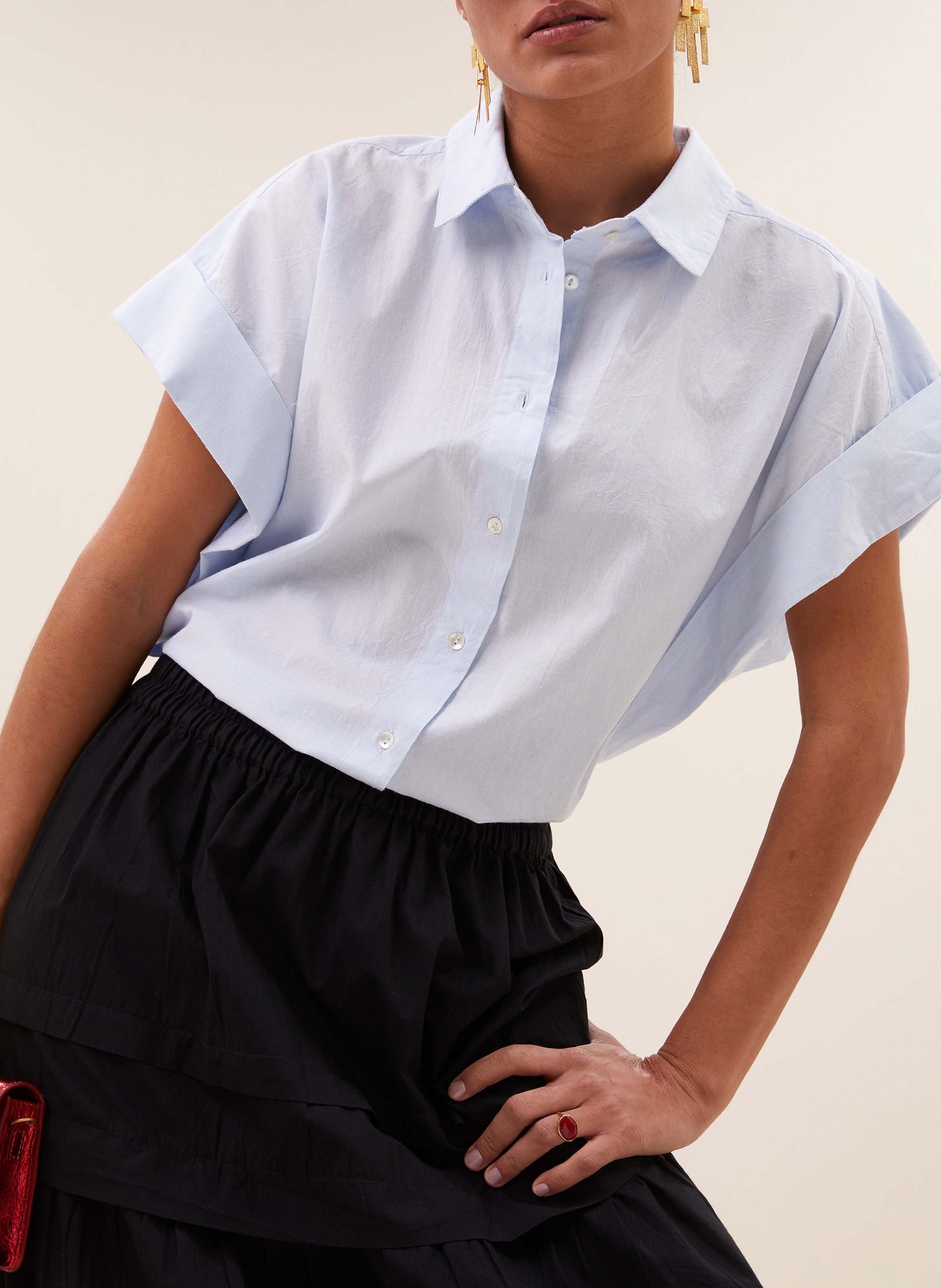 Chemise col classique en coton BY BAR Bleu