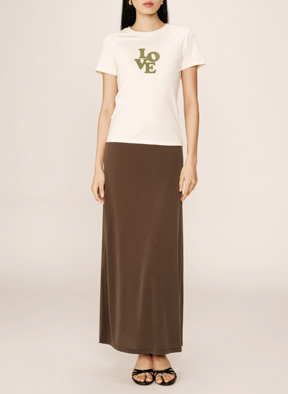 Straight cotton-blend T-shirt GRACE ET MILA Beige