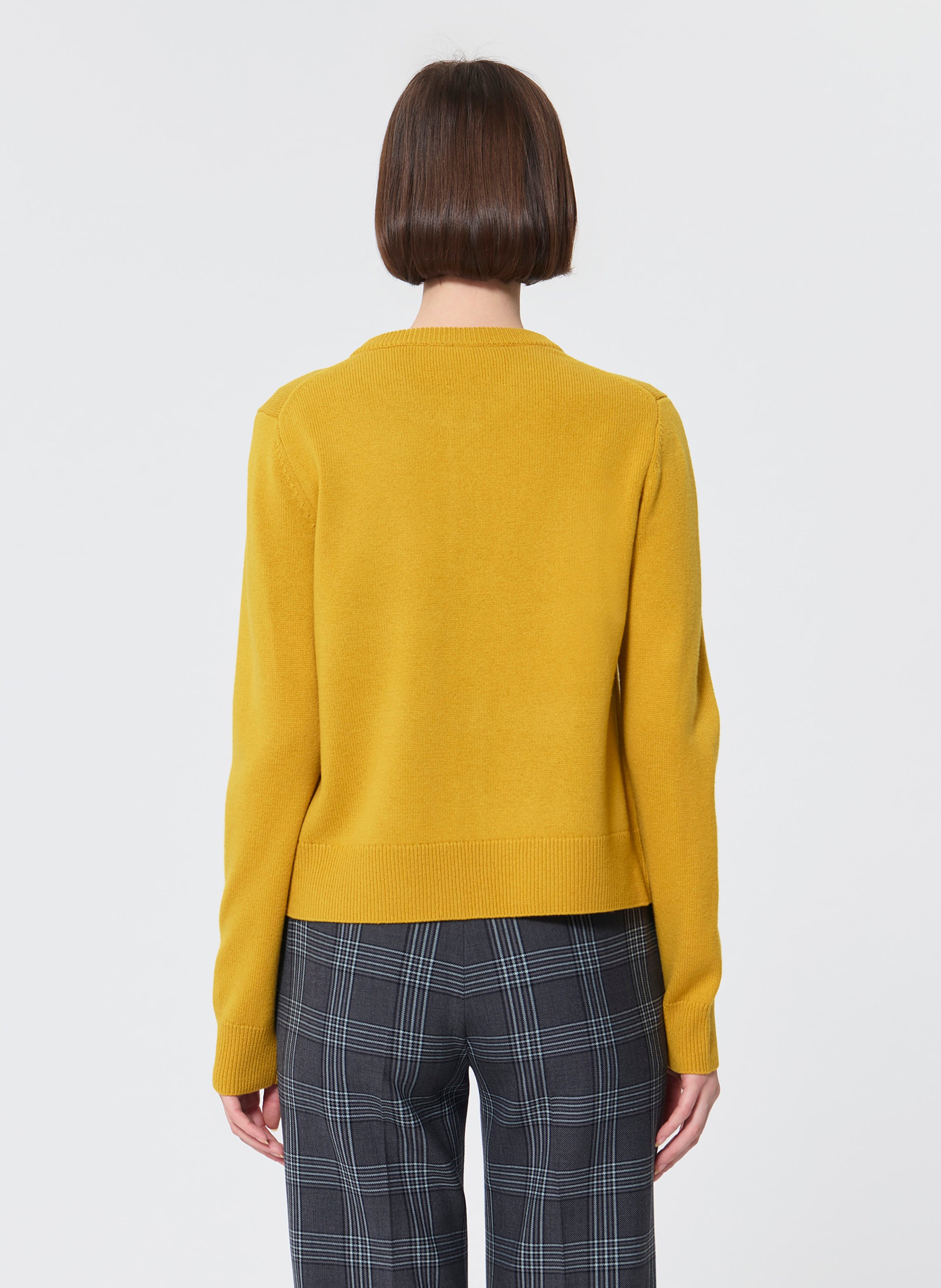 Solid button-up wool blend cardigan TARA JARMON Yellow