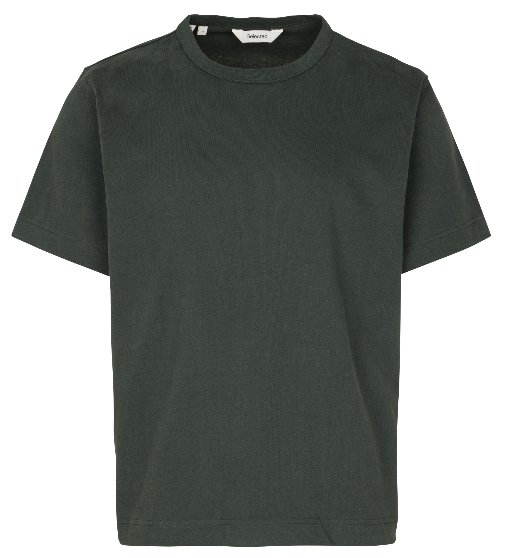 Tee-shirt col rond en coton organique SELECTED Vert
