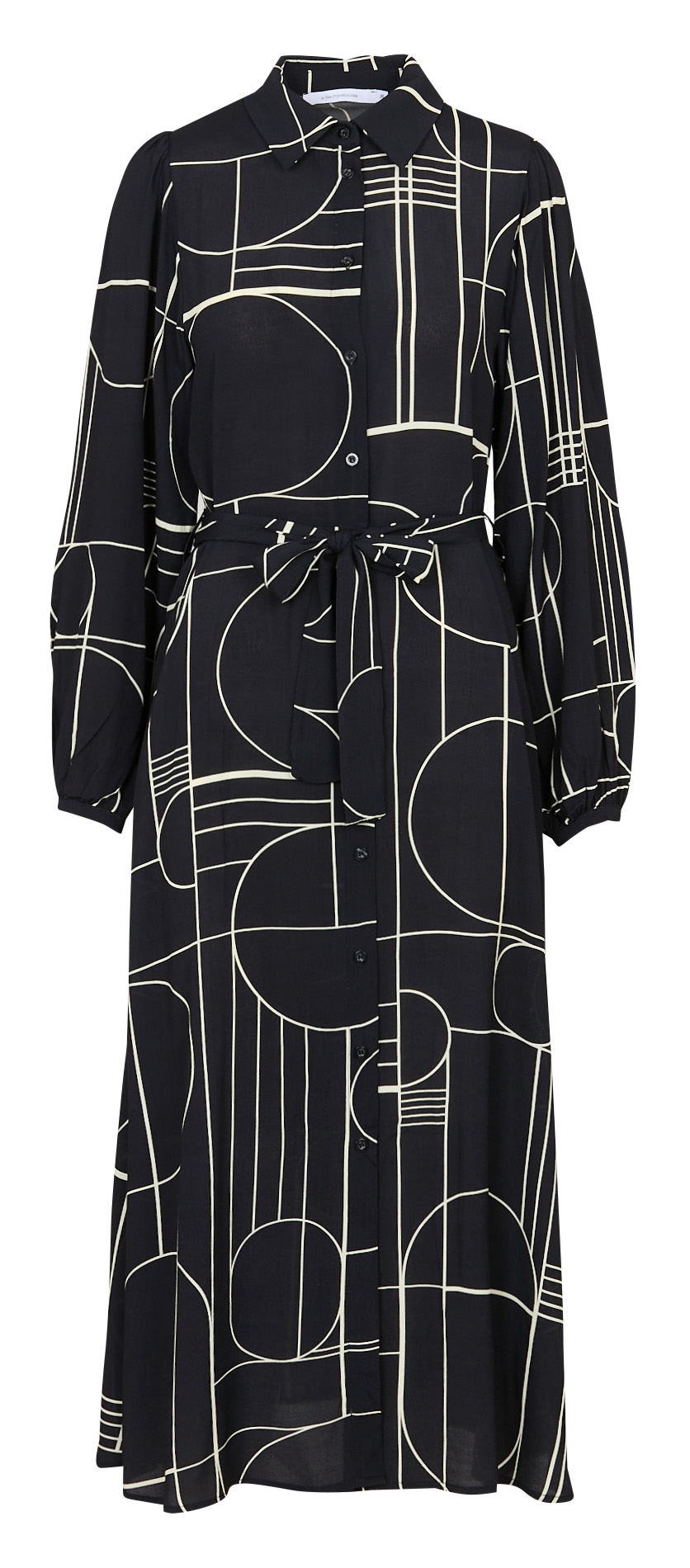 Robe midi ceinturée à motifs LA FEE MARABOUTEE Noir