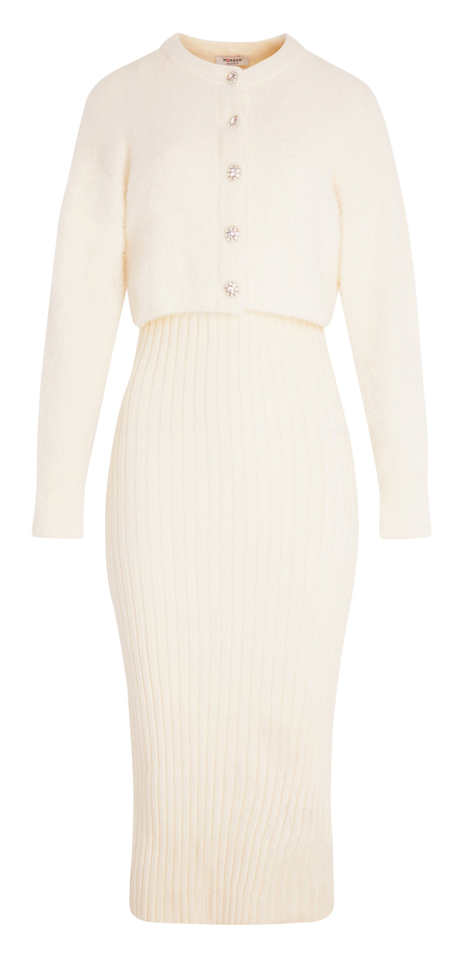 Aansluitende jurk met ronde hals MORGAN Beige