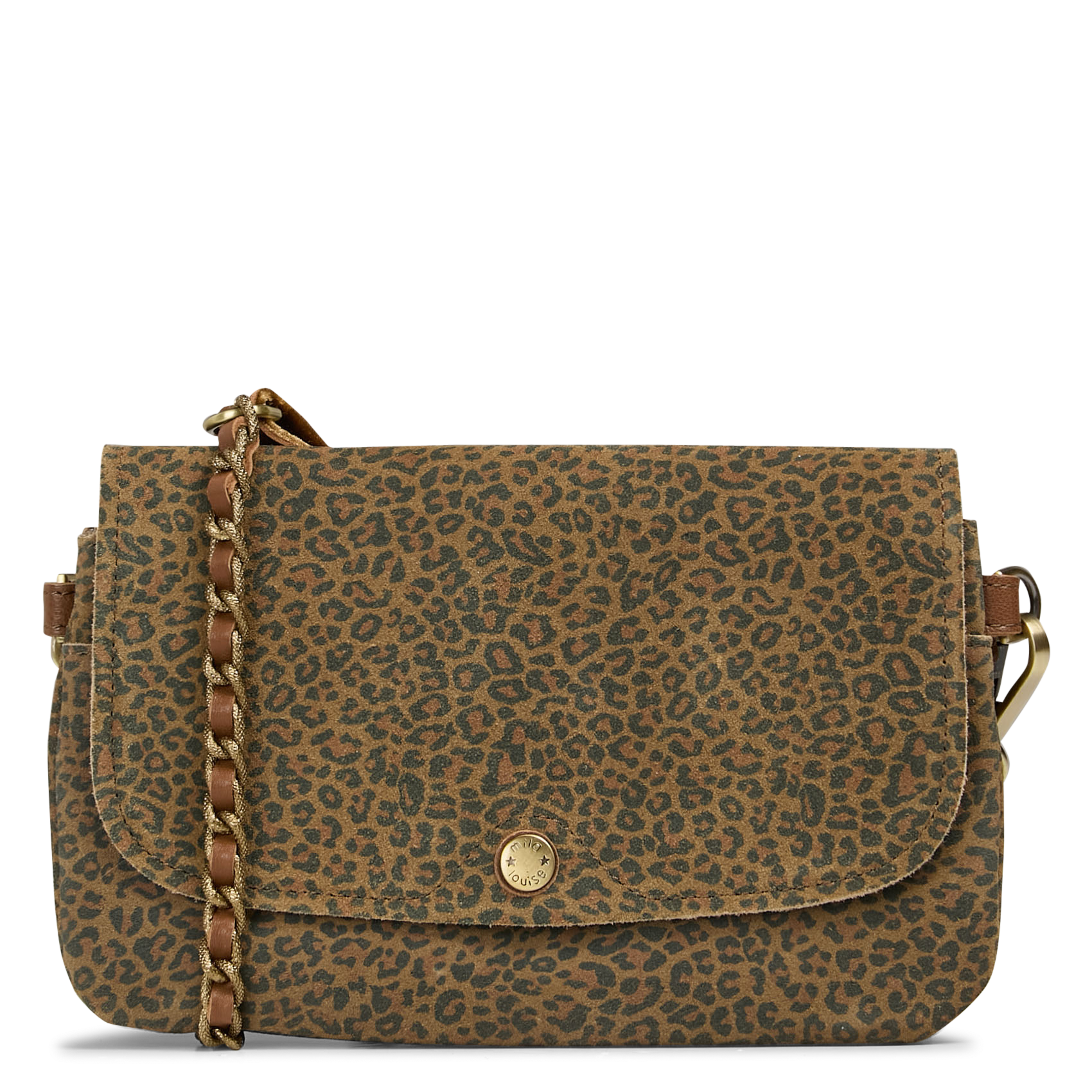 Luipaard leren clutch MILA LOUISE Beige