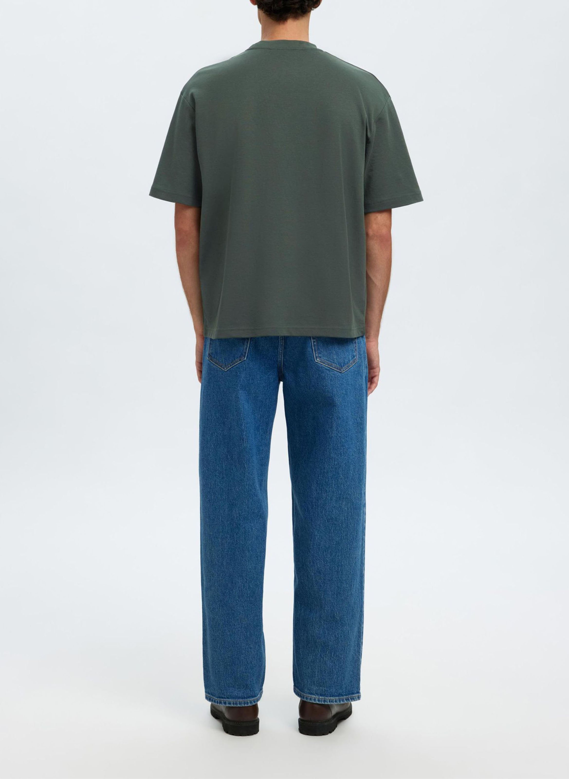 Tee-shirt oversize en coton bio mélangé SELECTED Vert