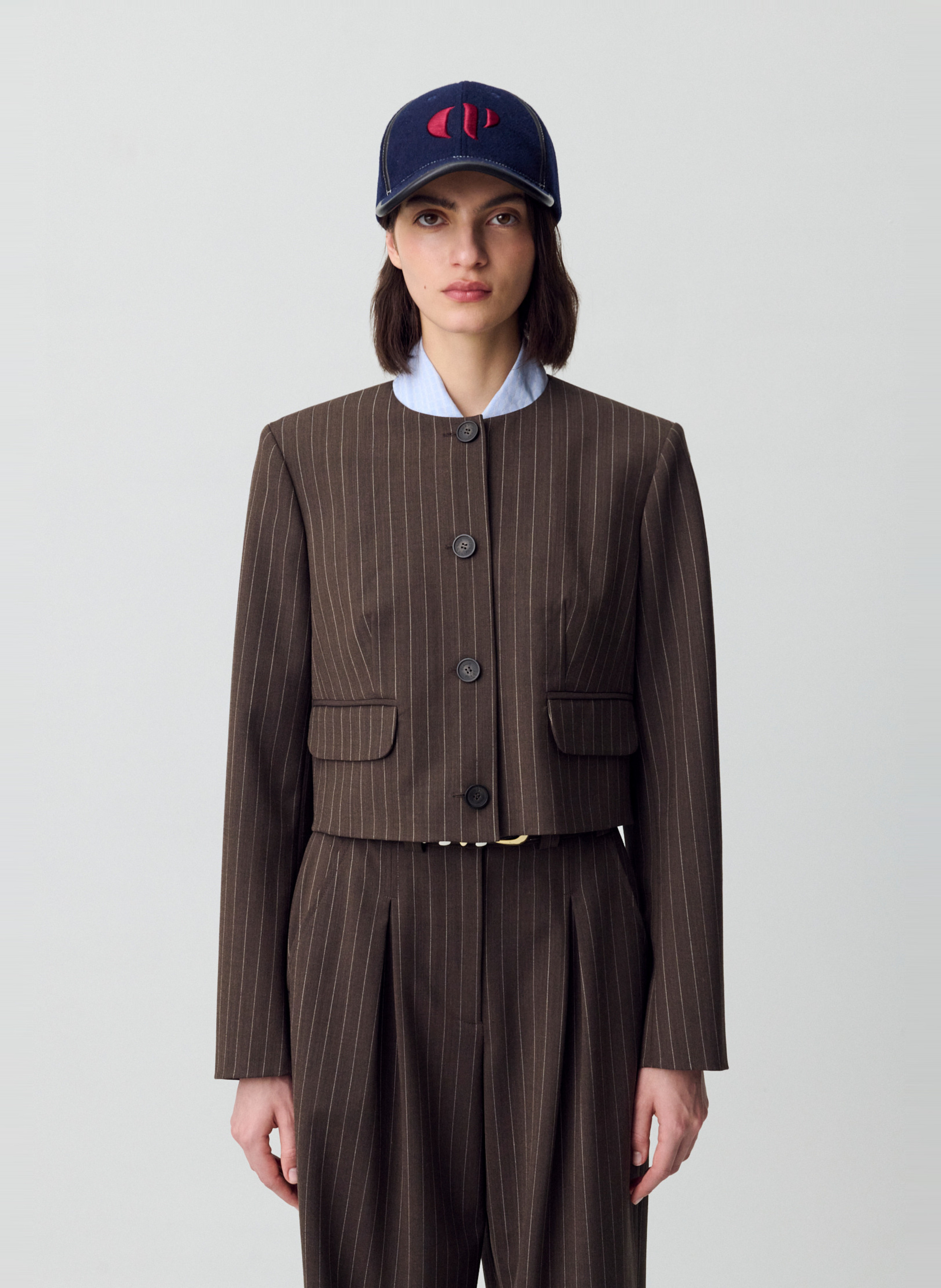 Veste oversize col rond à rayures CLAUDIE PIERLOT Marron