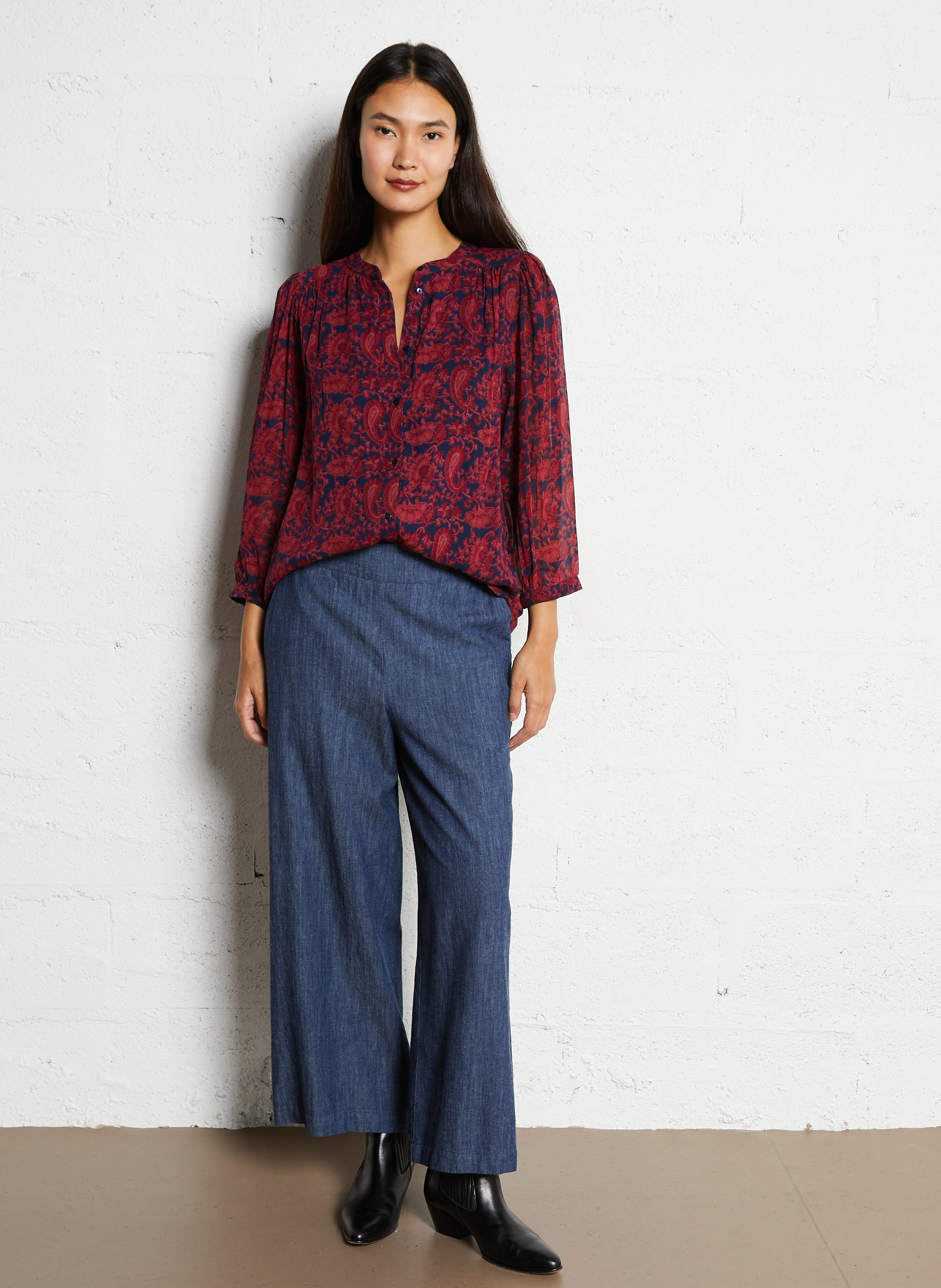 Azawood high-waisted wide-leg trousers MAISON 123 Blue