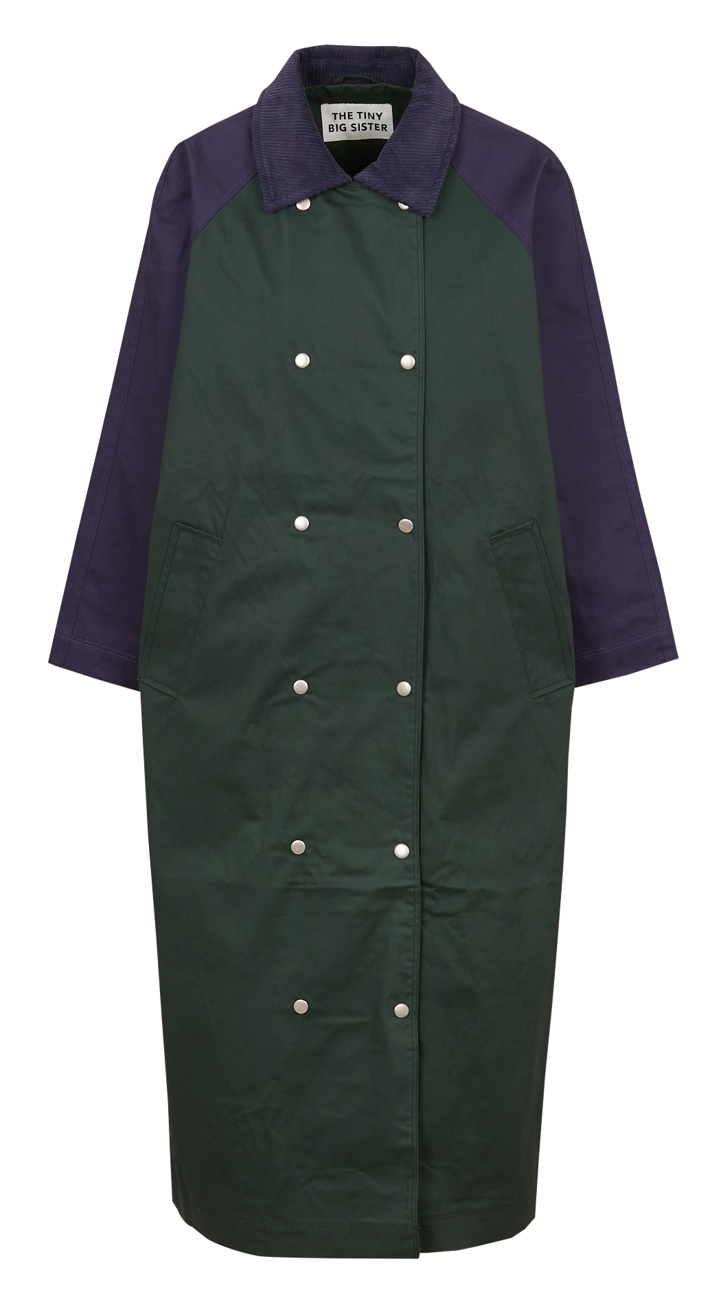 Trench droit col classique en coton THE TINY BIG SISTER Vert