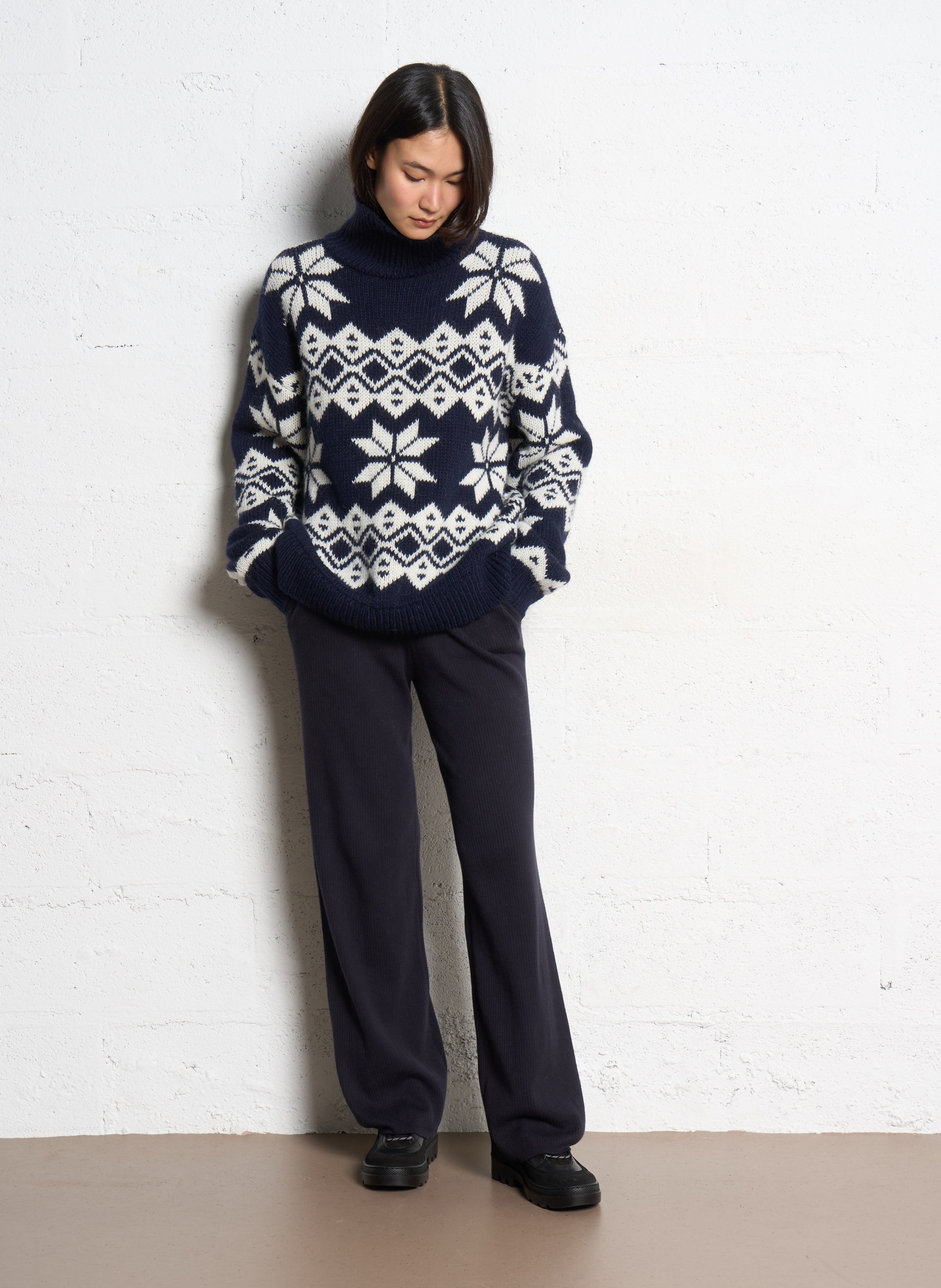 Trui met opstaande kraag | wolblend THE NEW SOCIETY Blauw