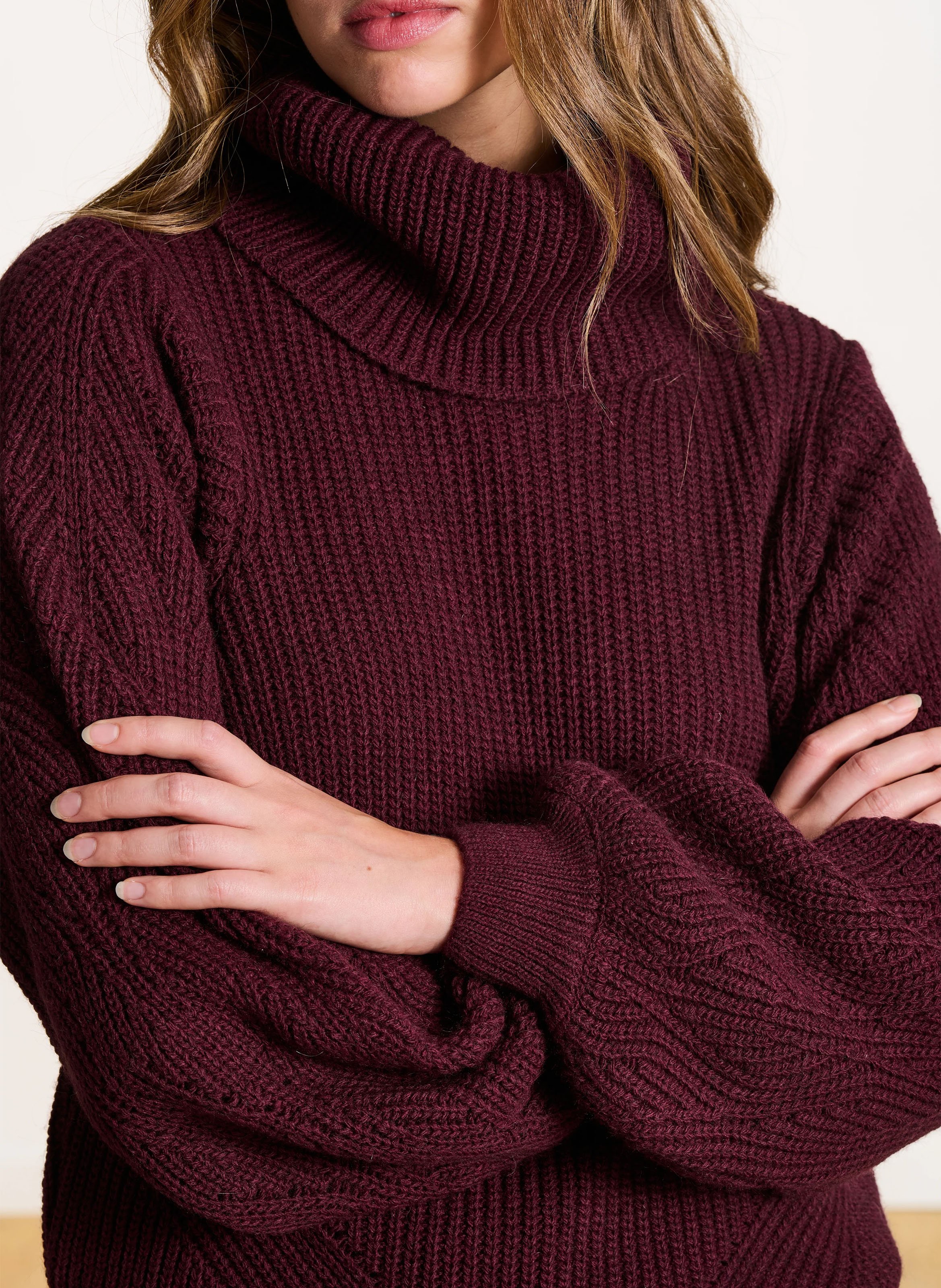 Col roulé droit en maille mélangée LA FEE MARABOUTEE Marron