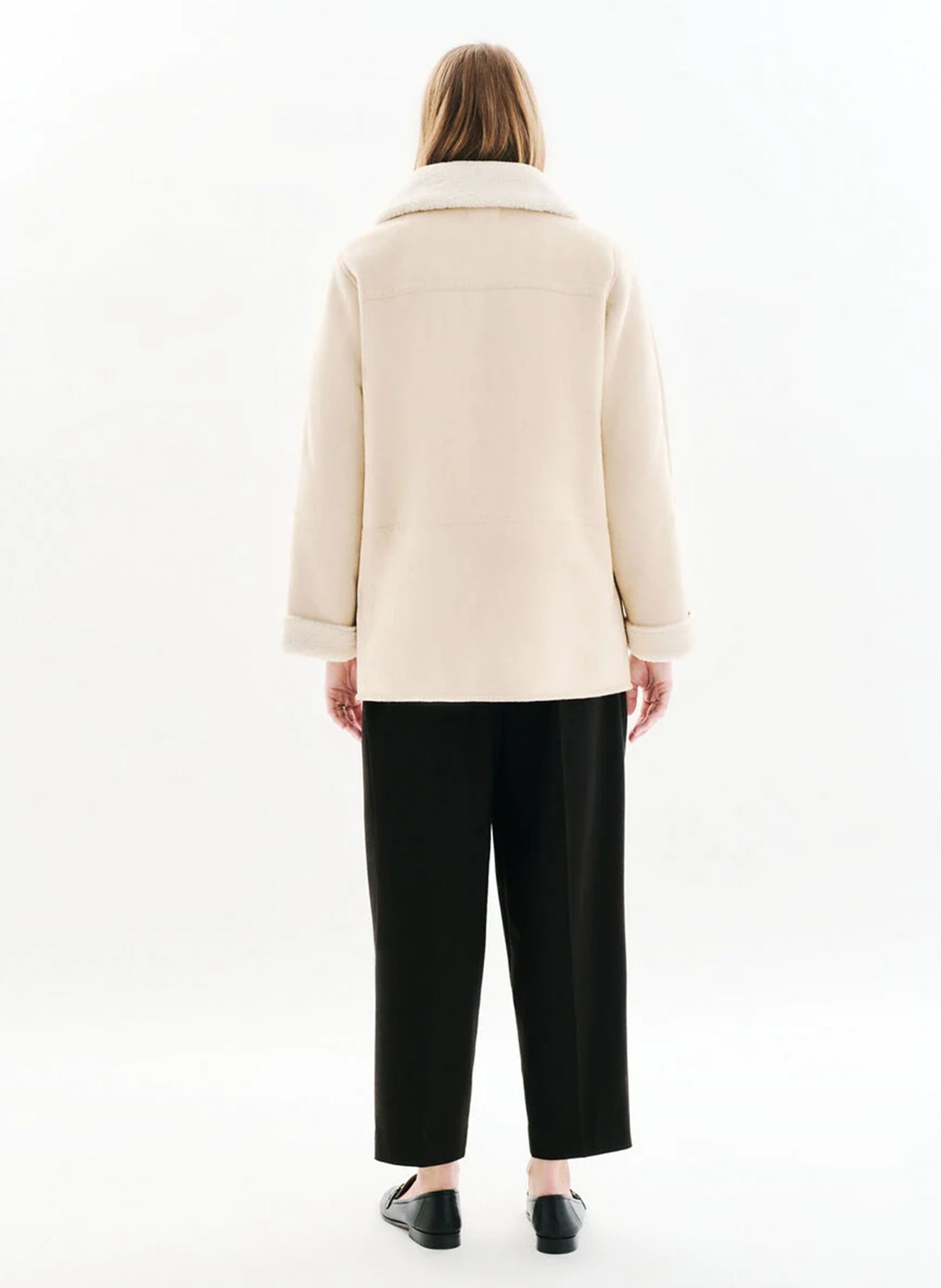 Straight zip coat with pockets CAROLL Beige
