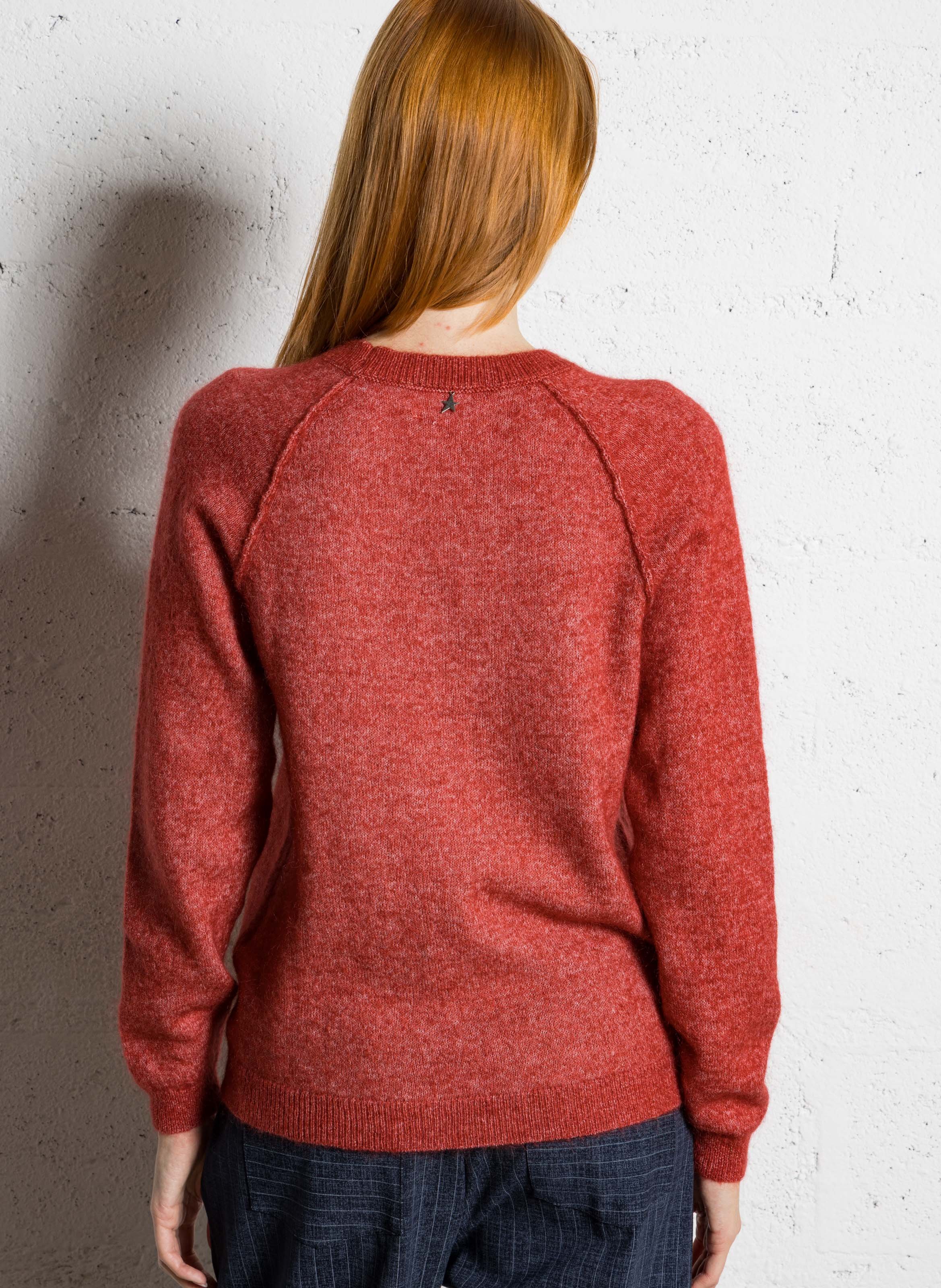 Gerade geschnittener Pullover aus Wollmix mit Rundhalsausschnitt SUD EXPRESS Rot