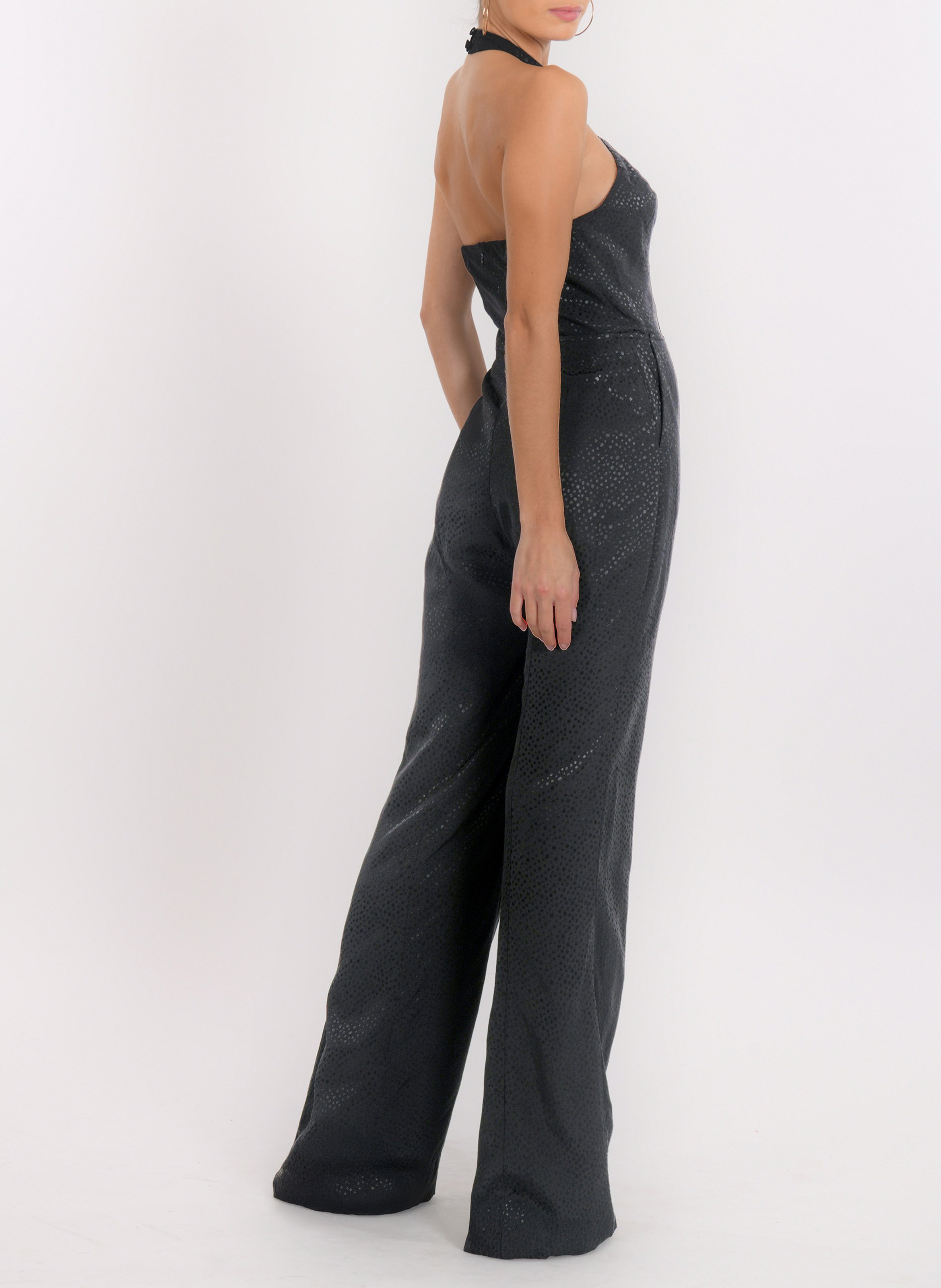 Soepele jacquard jumpsuit met glanzende afwerking KOOKAI Zwart