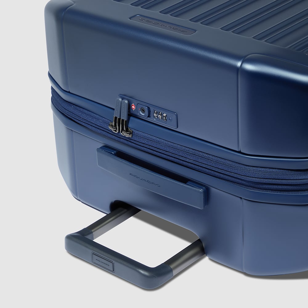 Medium expandable 4-wheel trolley suitcase with TSA lock and removable washable lining PIQUADRO Black