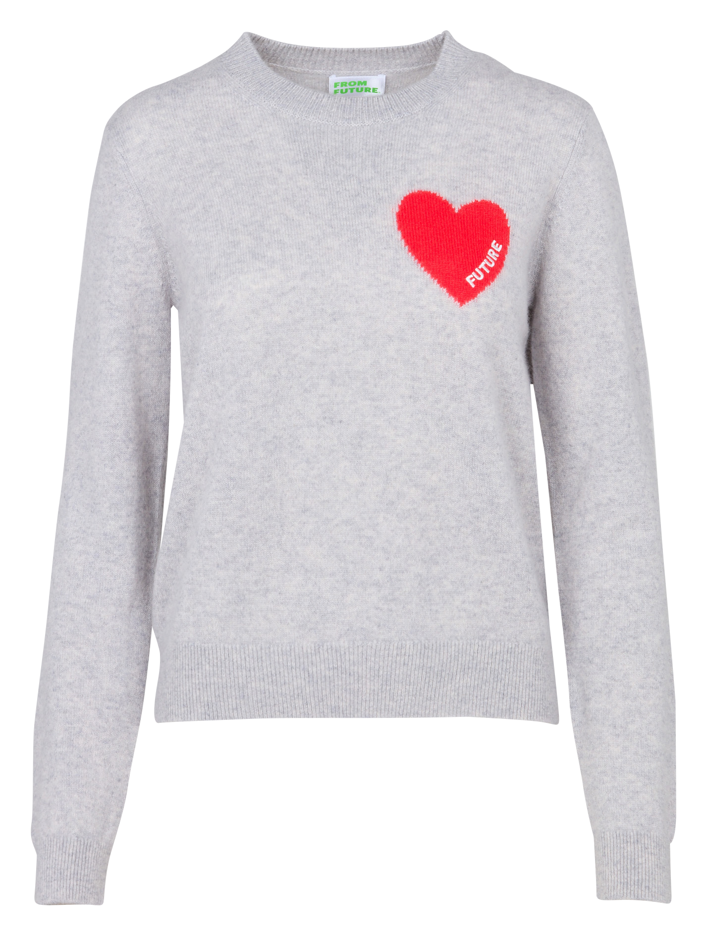 Straight cotton sweater with round neck FROM FUTURE Grey